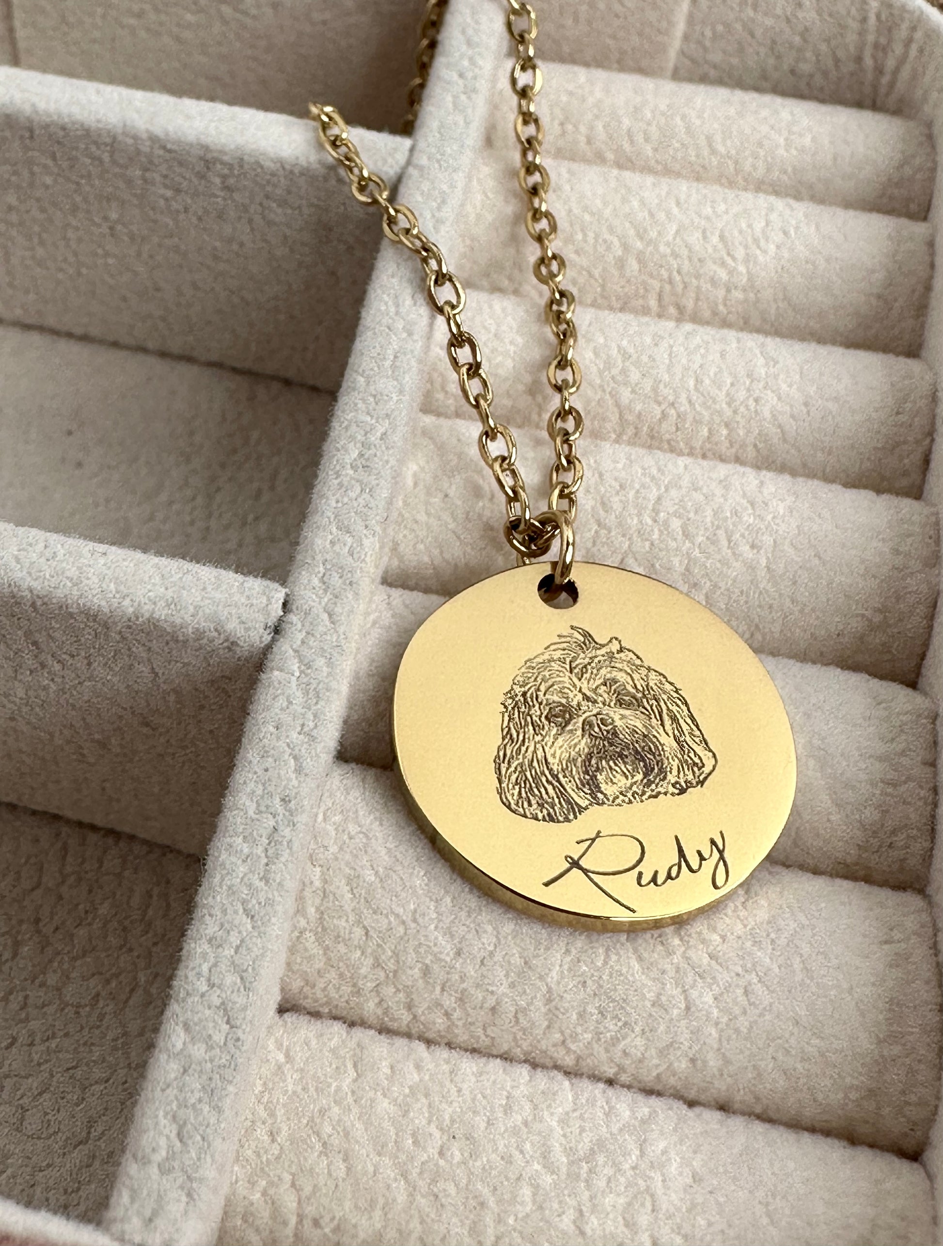 Custom Engraved Dog Photo Necklace