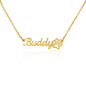 Custom name necklace with paw print