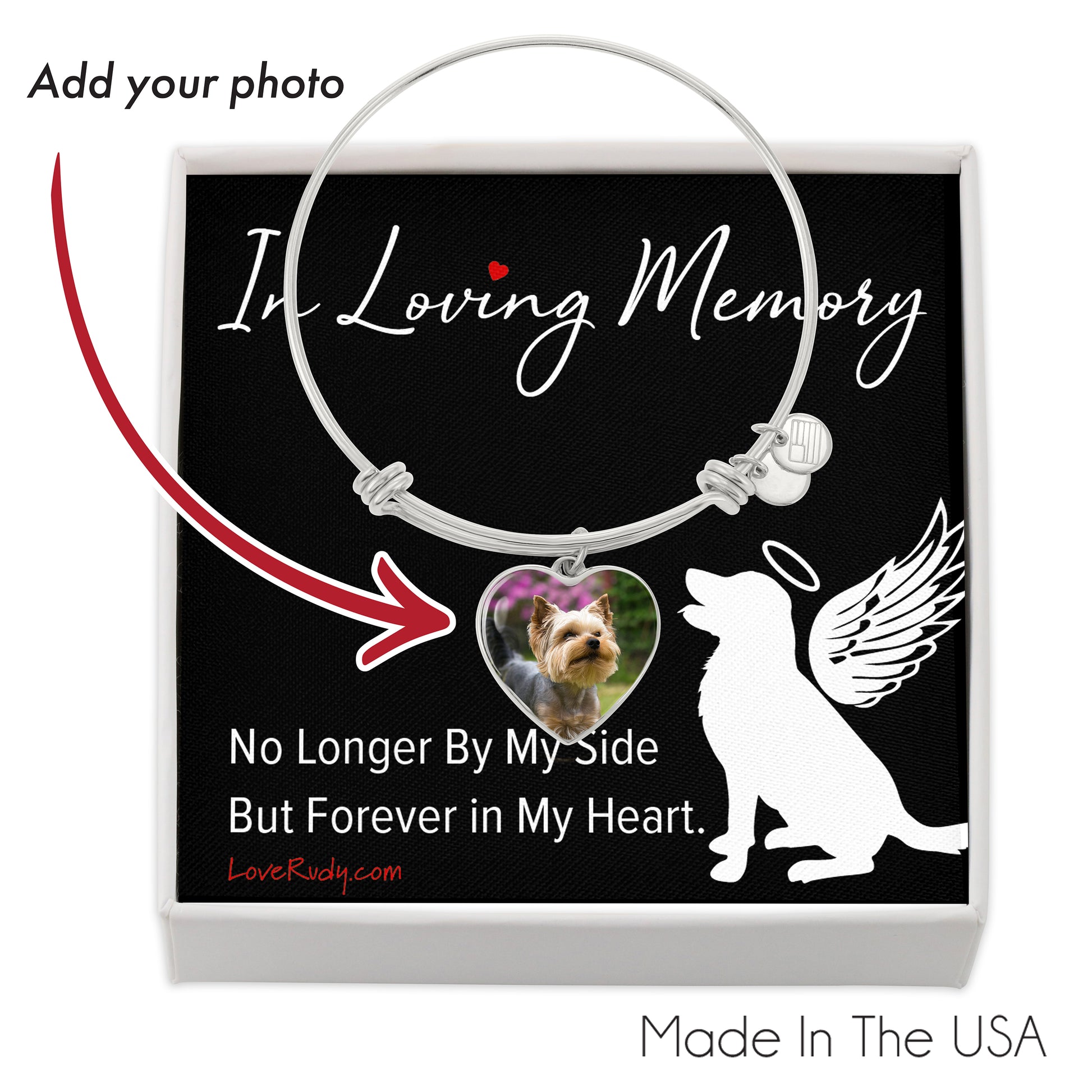Customized Heart Bracelet In Loving Memory, No longer By my Side but forever in my Heart