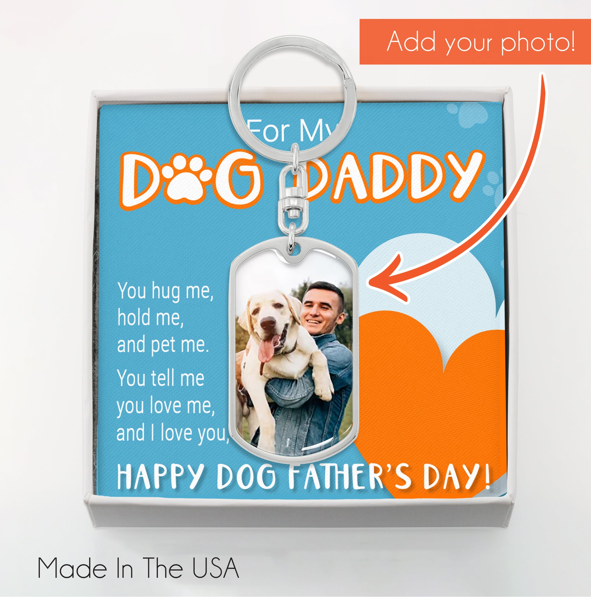 Customized Photo Dog Tag Keychain For my Dog Daddy. Perfect Gift for a dog dad!