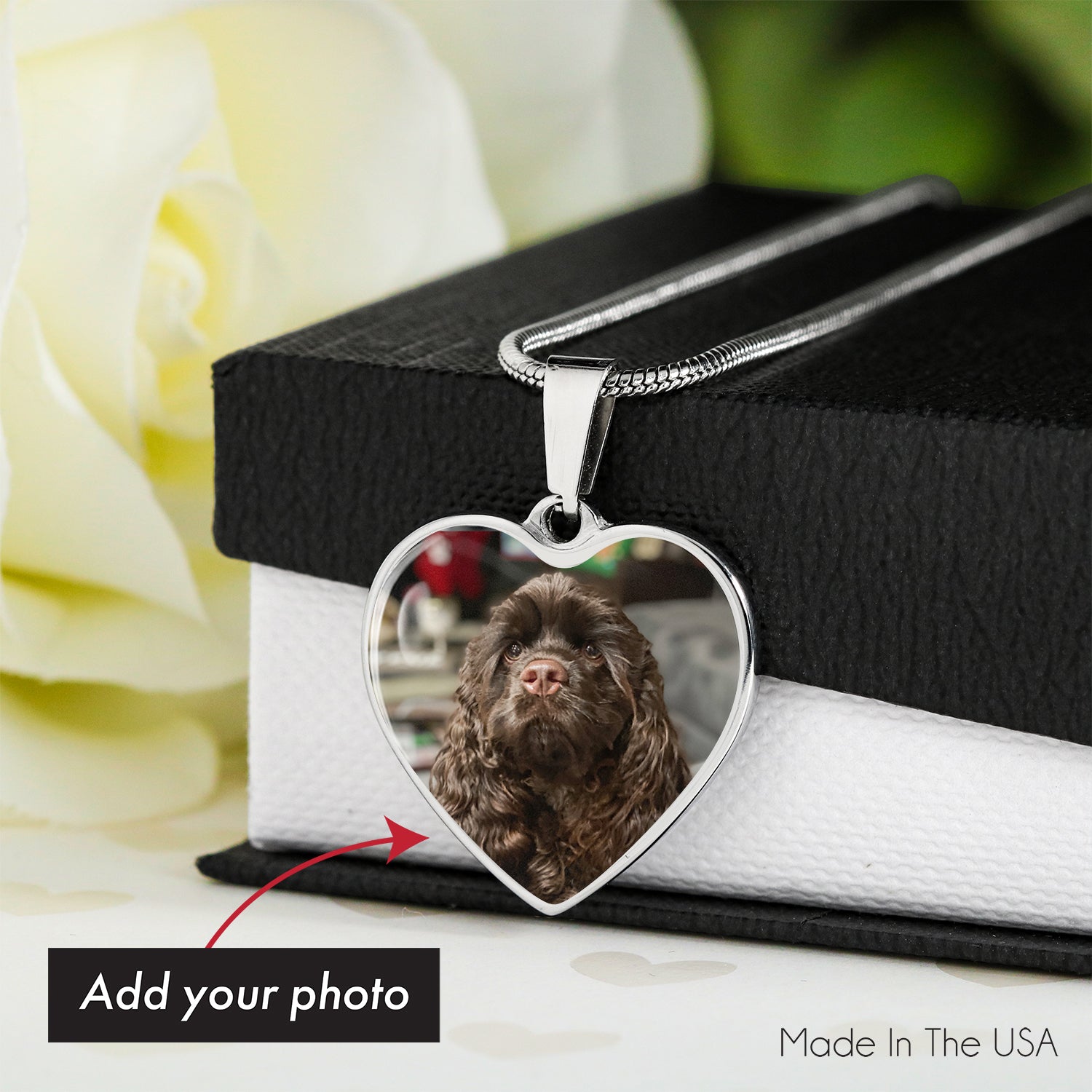 Custom Glass Coated Heart NecklacePersonalized message | Silver | Gold | Engraving | Remembrance Dog Gift