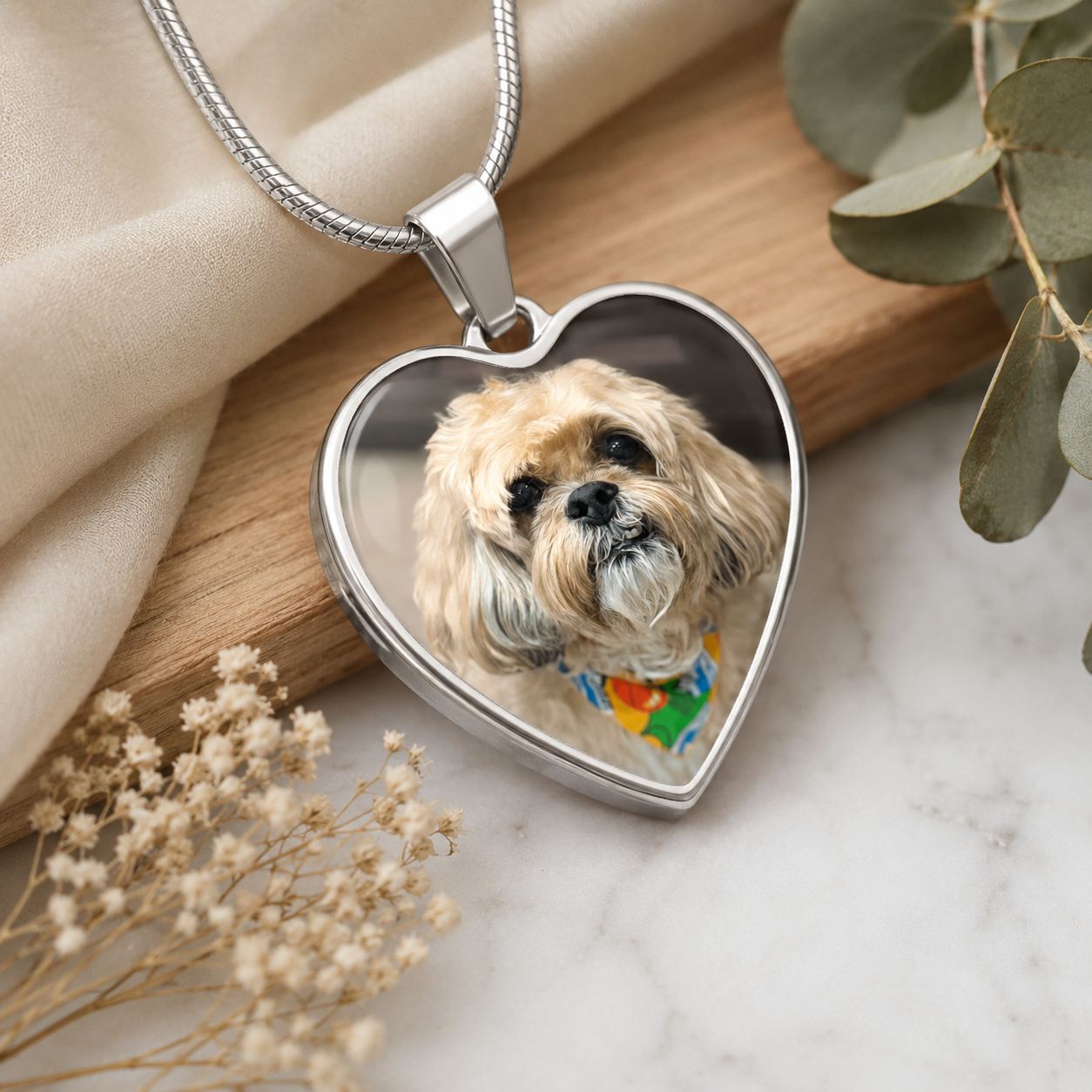 Custom dog photo necklace