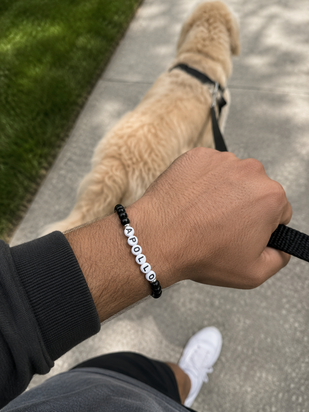 Custom Dog Name Black beaded bracelet