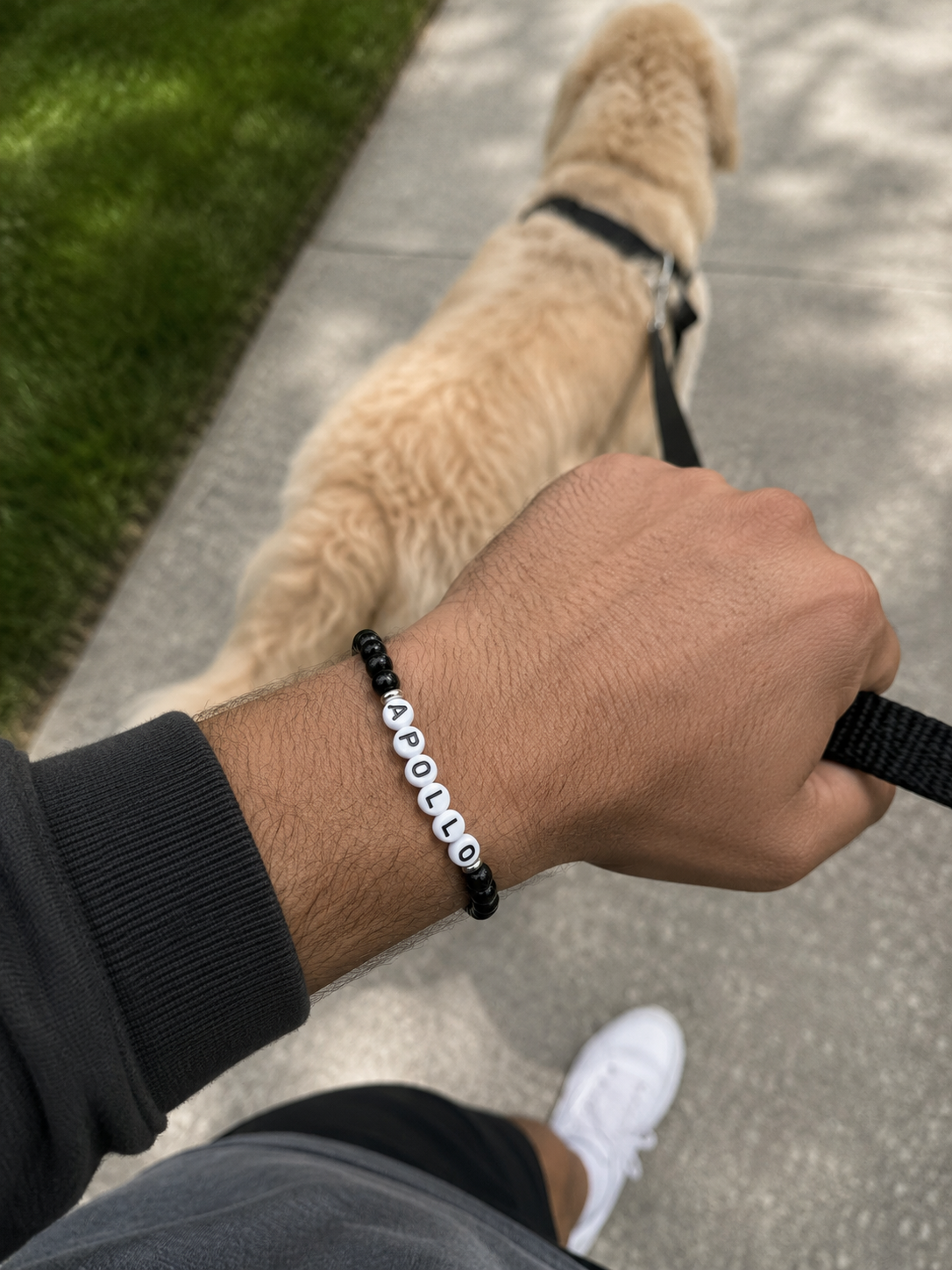 Custom Dog Name Black beaded bracelet