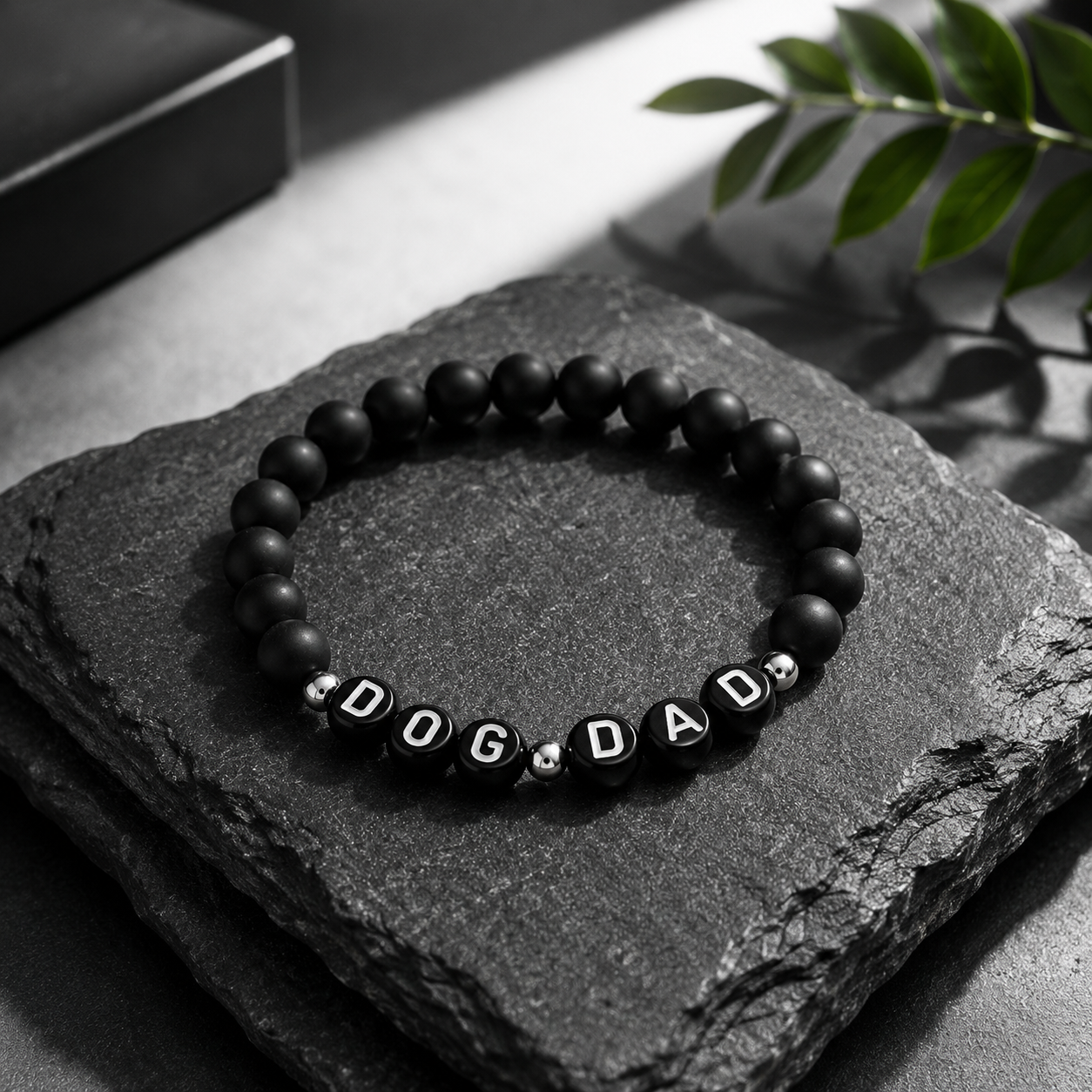 Dog Dad Black beaded bracelet