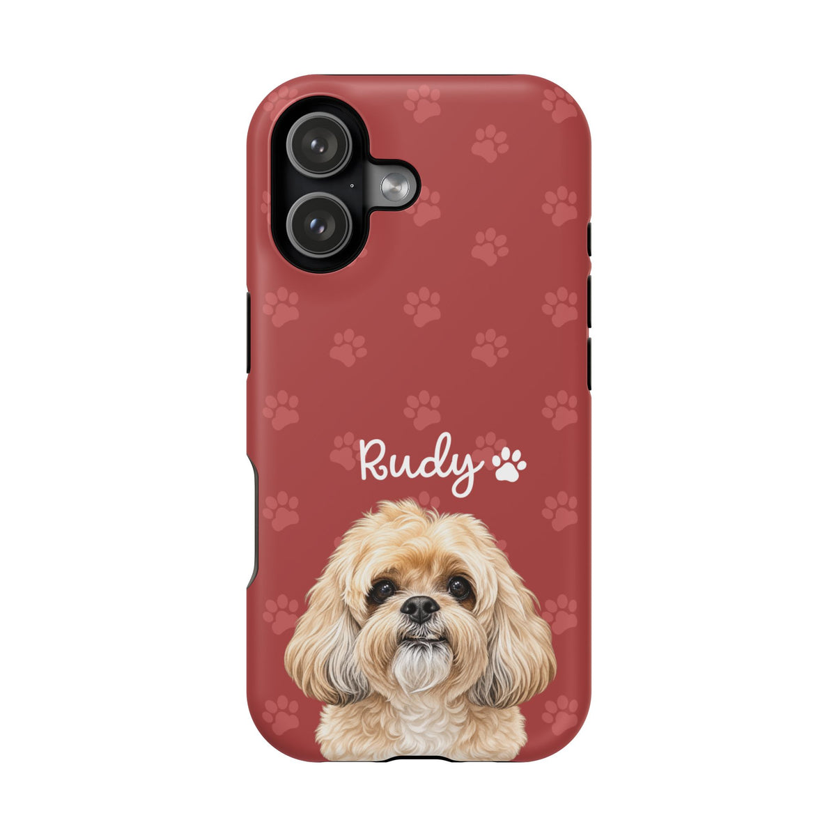 Personalized Dog Photo Phone Case — 'Rudy' Paw-Print Magnetic Impact-Resistant Case
