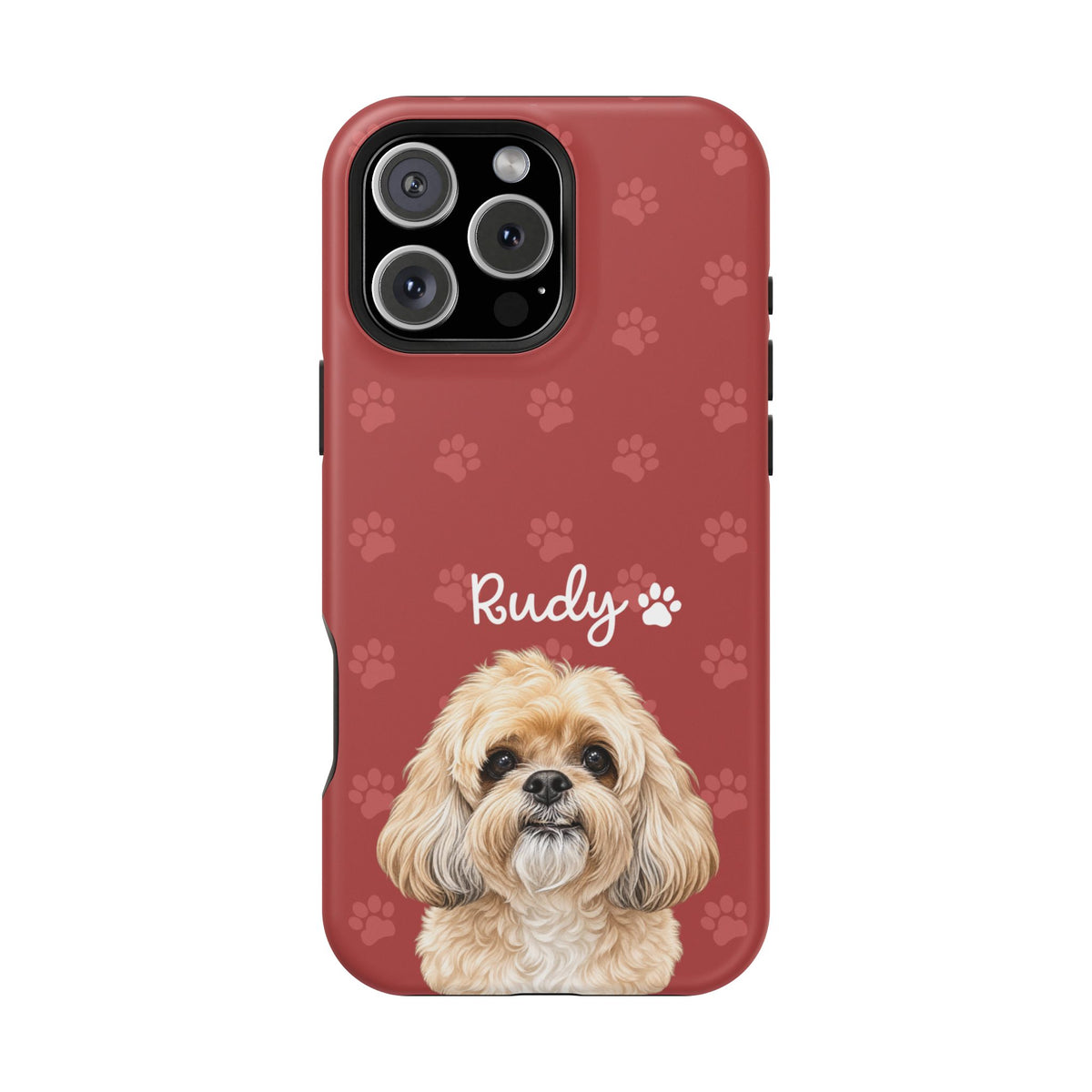 Personalized Dog Photo Phone Case — 'Rudy' Paw-Print Magnetic Impact-Resistant Case