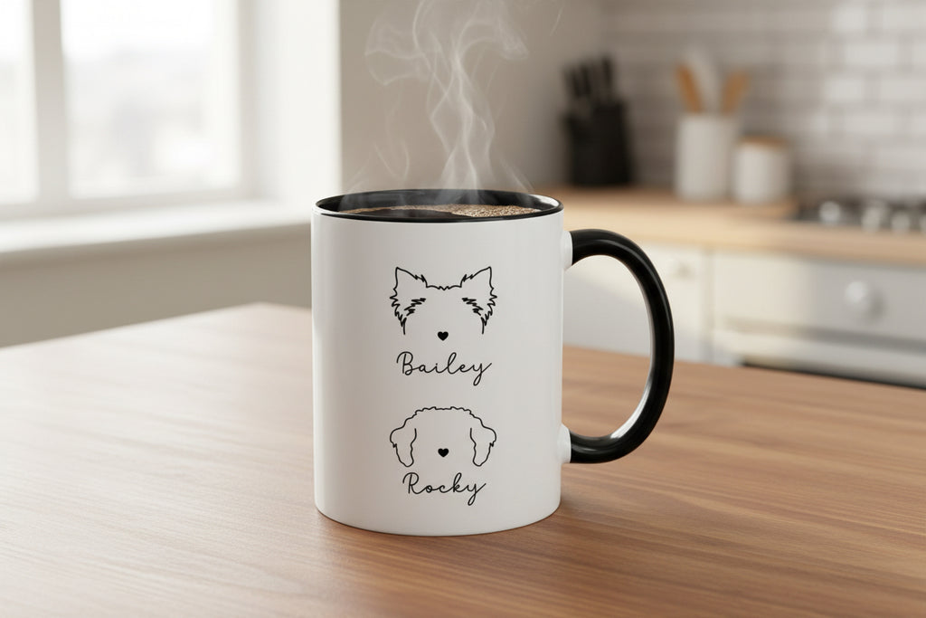 Personalized Dog Ear with Name Coffee Mug – Custom Dog mom Accent Mug (11/15 oz)