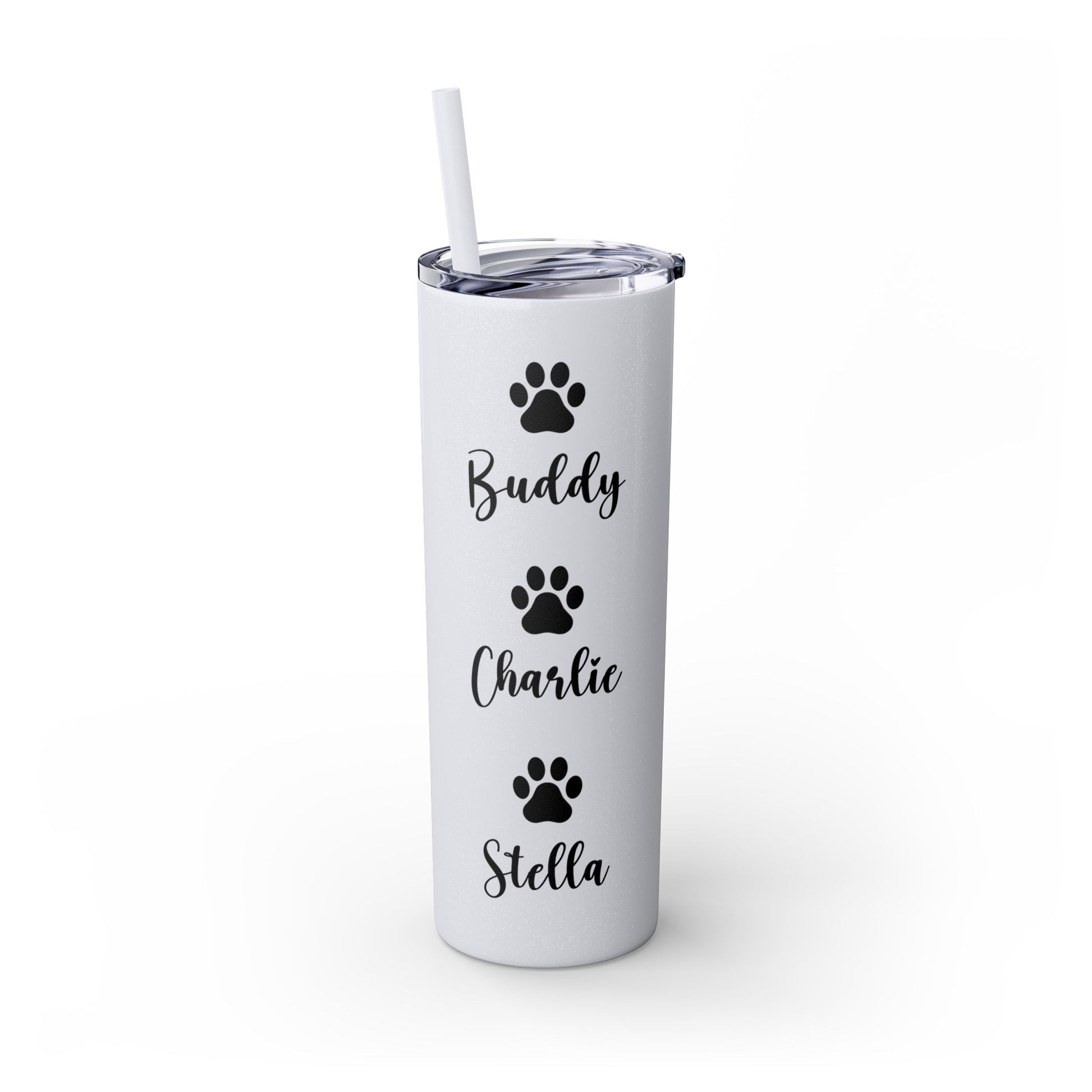 Dog Mom Skinny Tumbler with Straw, 20oz Water Bottle, Gift for Dog Lovers, Personalized Drinkware, Cute Dog Owner Gift, Travel Mug