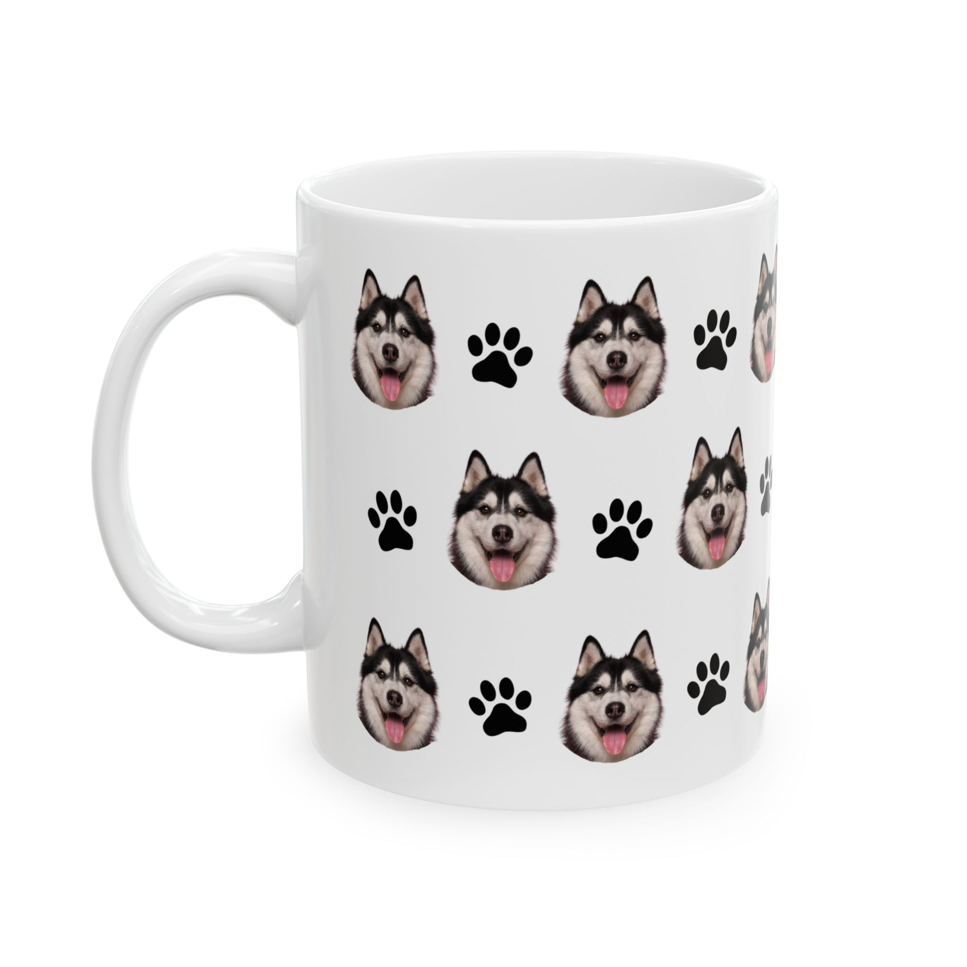Custom dog breed Ceramic Mug - Cute Dog Face & Paw Print Design for Pet Lovers