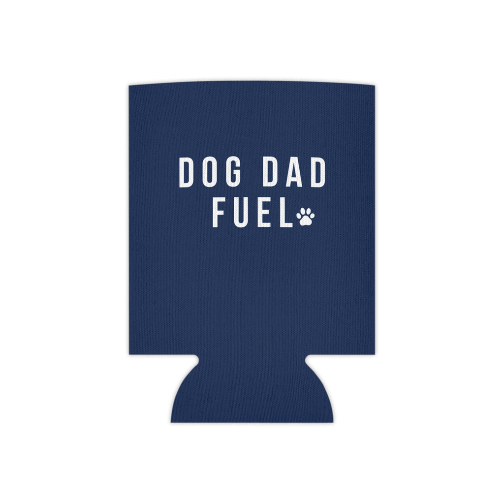 Dog Dad Fuel Can Cooler — Navy Can Koozie with Paw Print