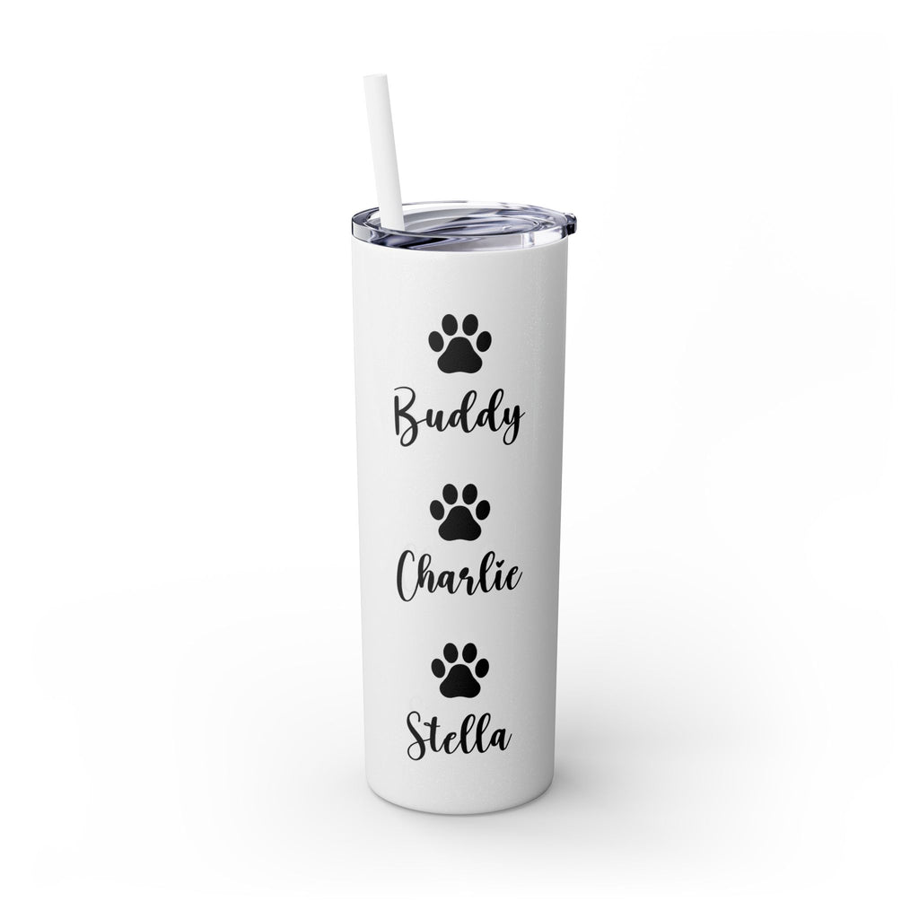 Dog Mom Skinny Tumbler with Straw, 20oz Water Bottle, Gift for Dog Lovers, Personalized Drinkware, Cute Dog Owner Gift, Travel Mug