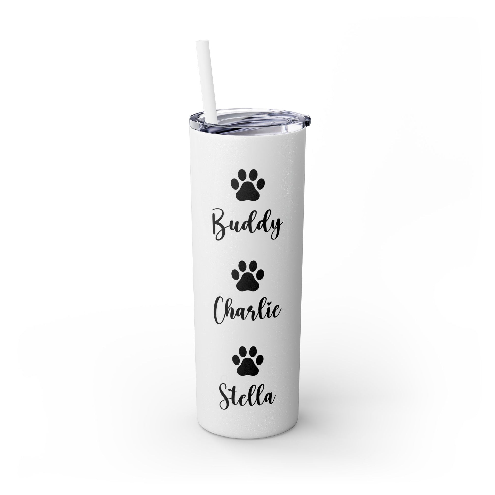 Dog Mom Skinny Tumbler with Straw, 20oz Water Bottle, Gift for Dog Lovers, Personalized Drinkware, Cute Dog Owner Gift, Travel Mug