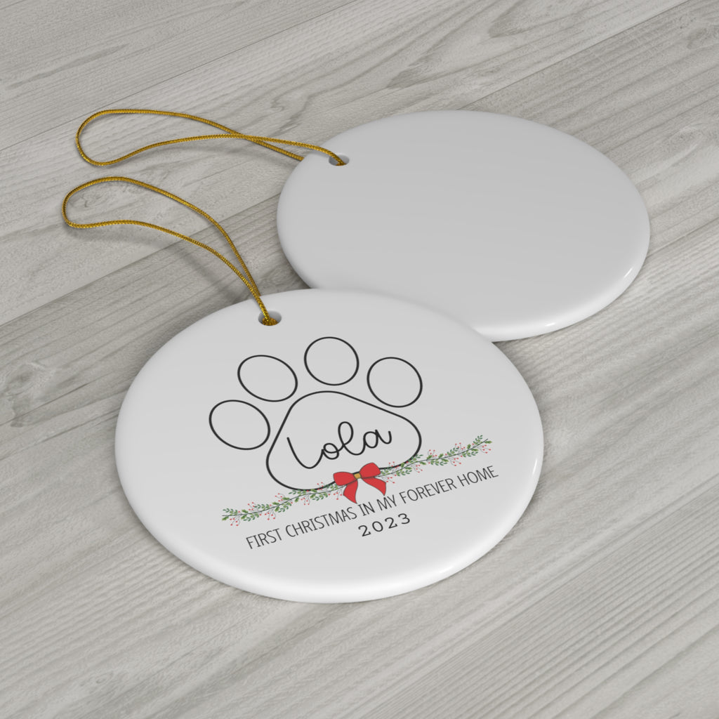 Dog's First Christmas Ceramic Ornament