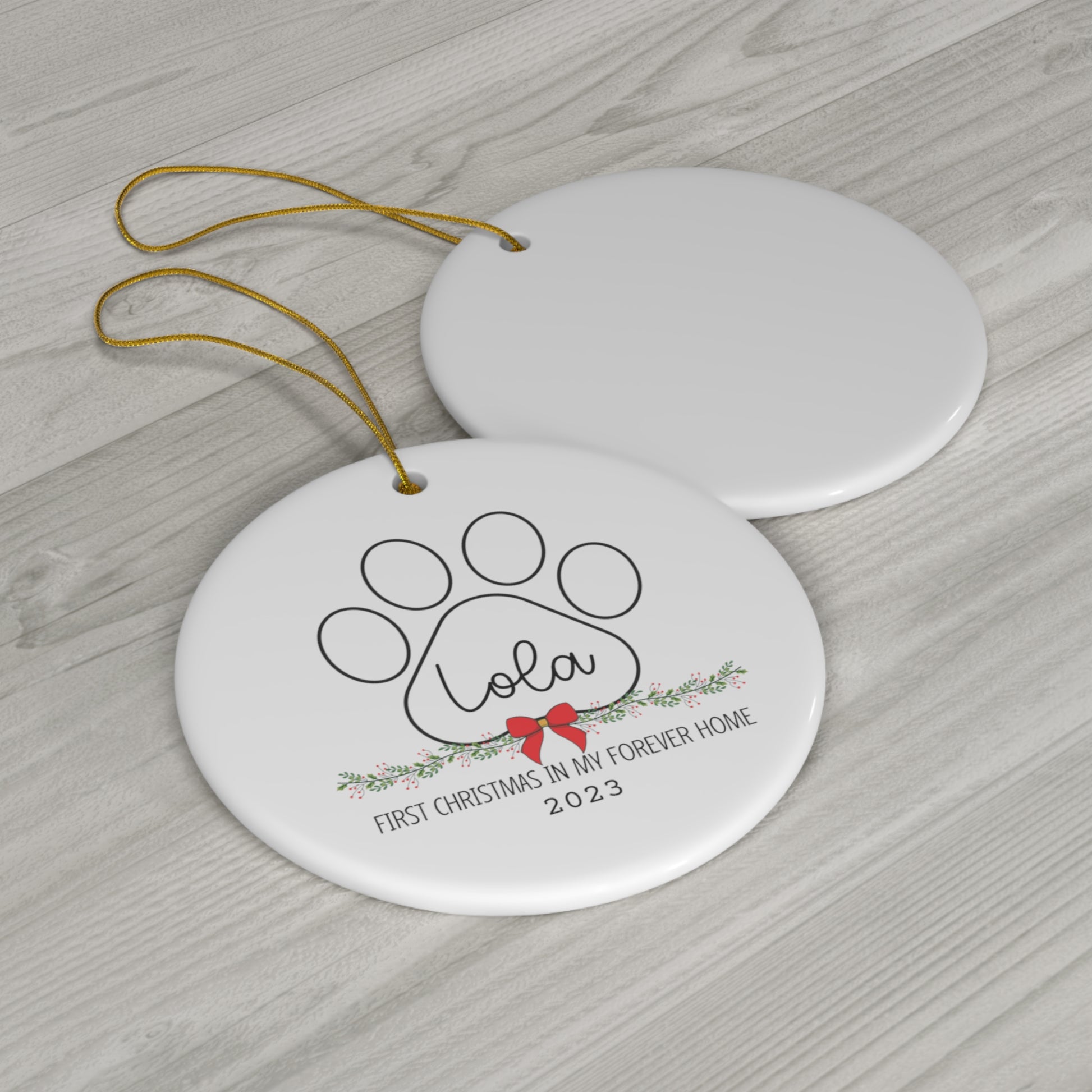 Dog's First Christmas Ceramic Ornament