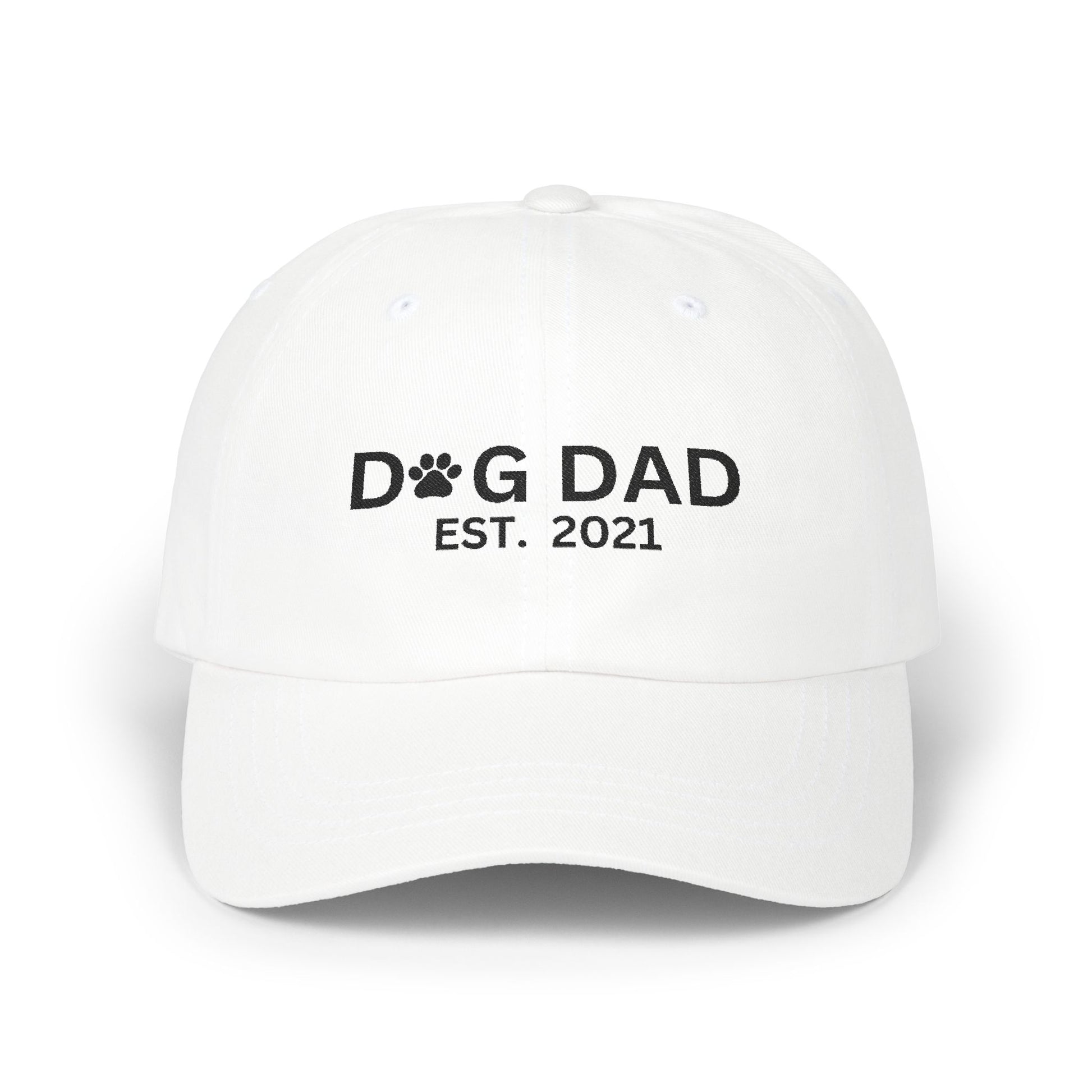 Dog Dad Embroidered Classic Cap - White Adjustable Hat for Pet Lovers