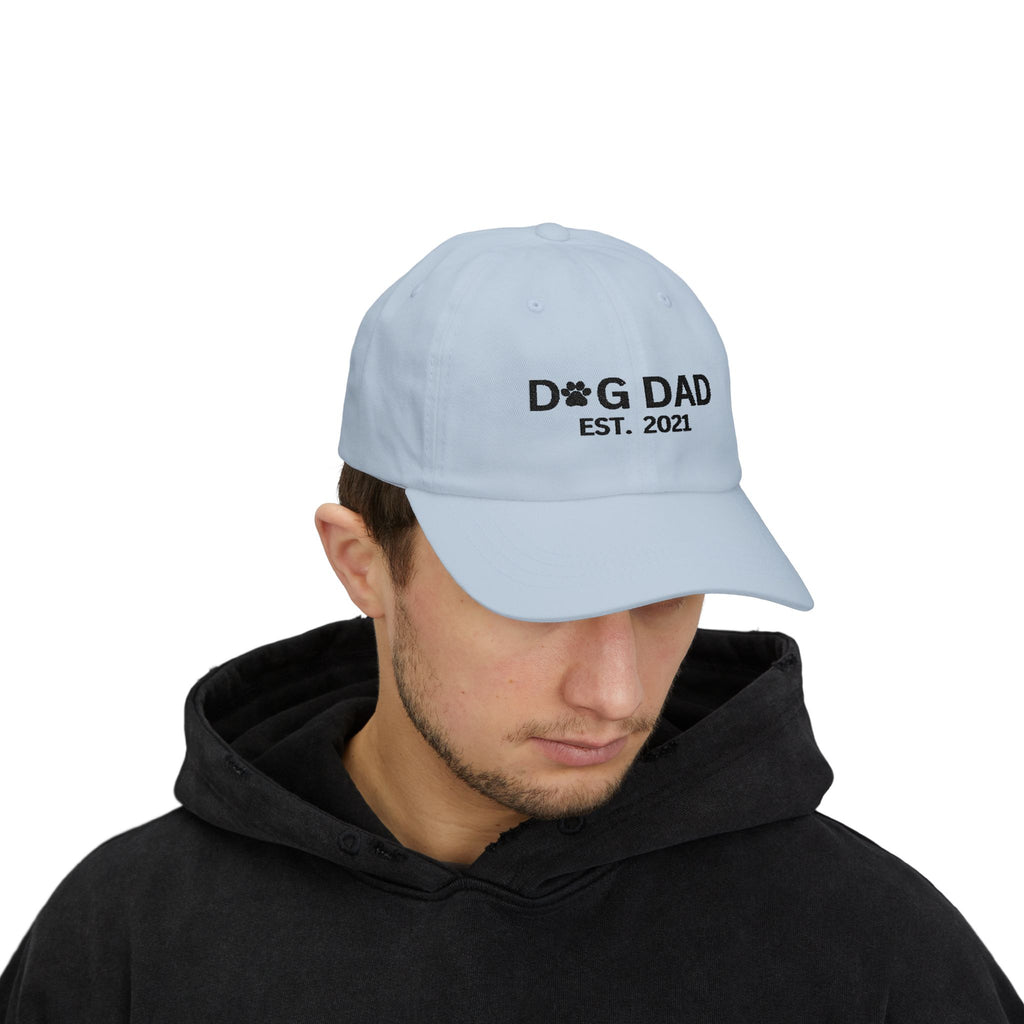 Dog Dad Embroidered Classic Cap - White Adjustable Hat for Pet Lovers