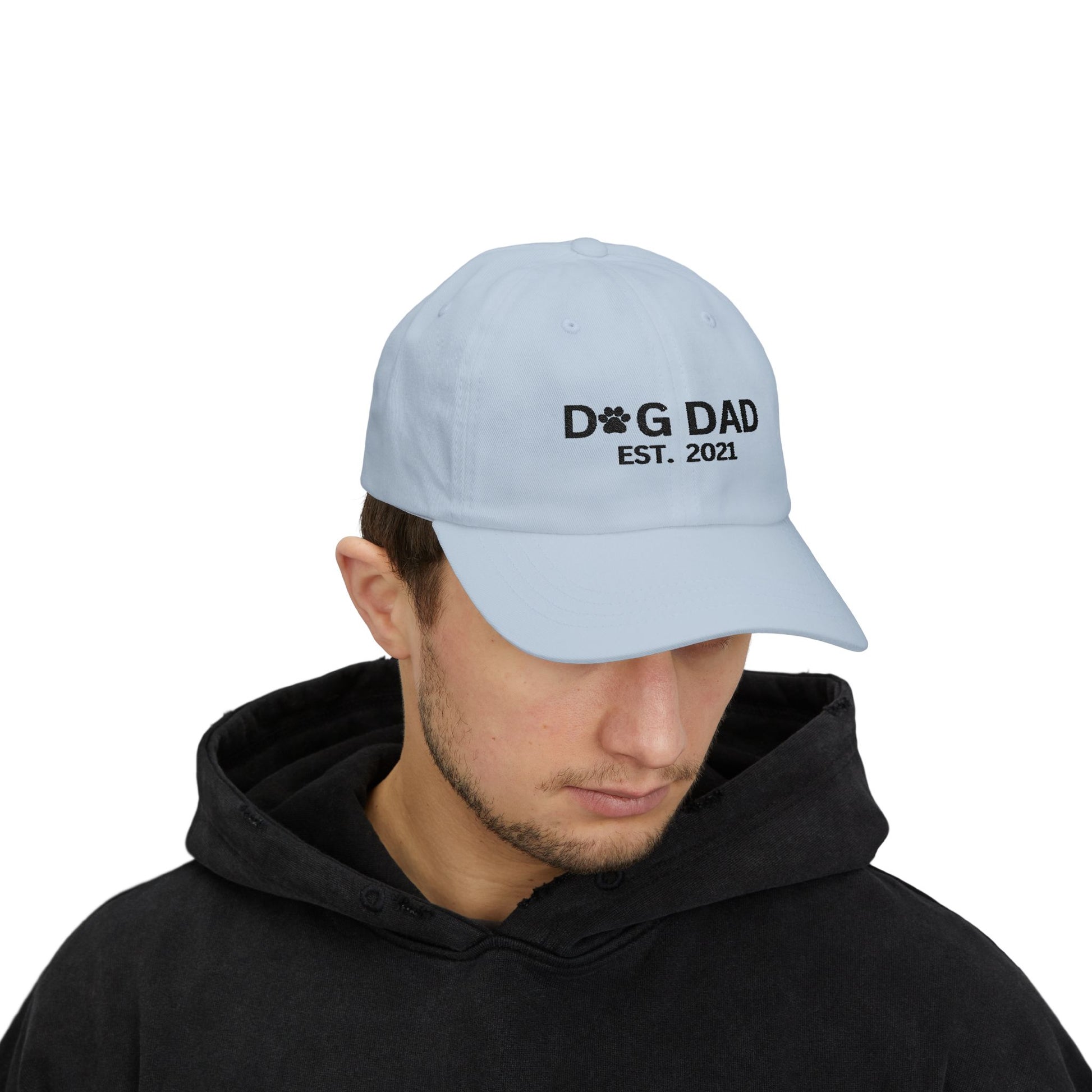 Dog Dad Embroidered Classic Cap - White Adjustable Hat for Pet Lovers