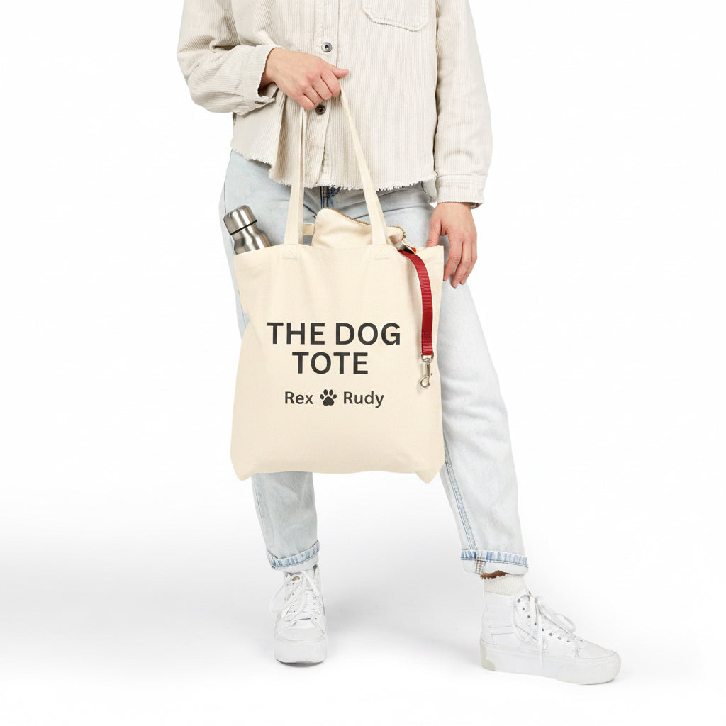 Custom Dog Tote Canvas Bag — "The Dog Tote" Personalized Paw Print Tote