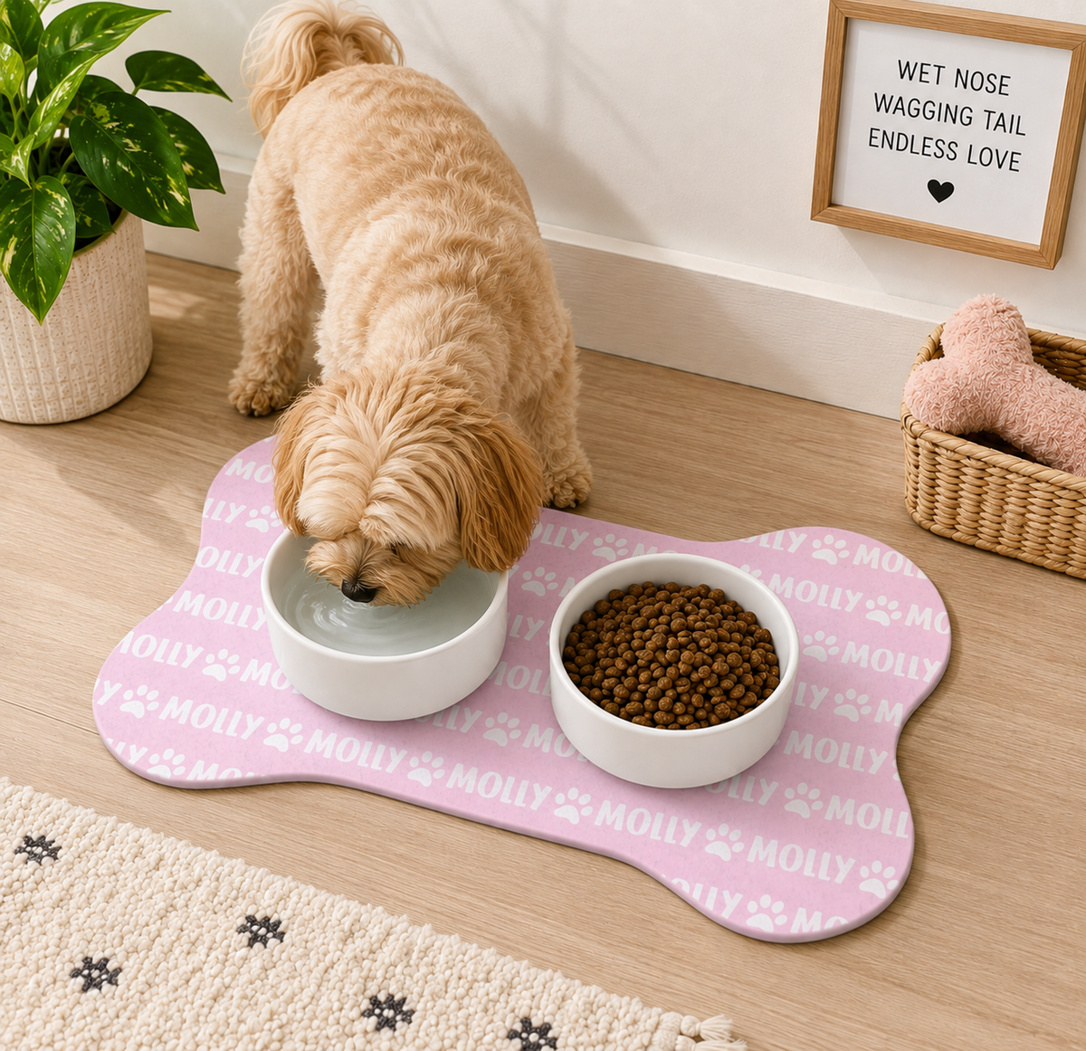 Bone Shaped Personalized Pet Food Mat