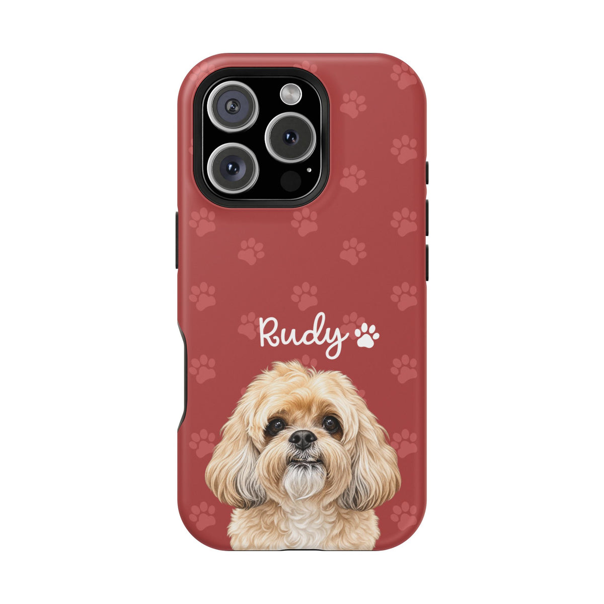 Personalized Dog Photo Phone Case — 'Rudy' Paw-Print Magnetic Impact-Resistant Case