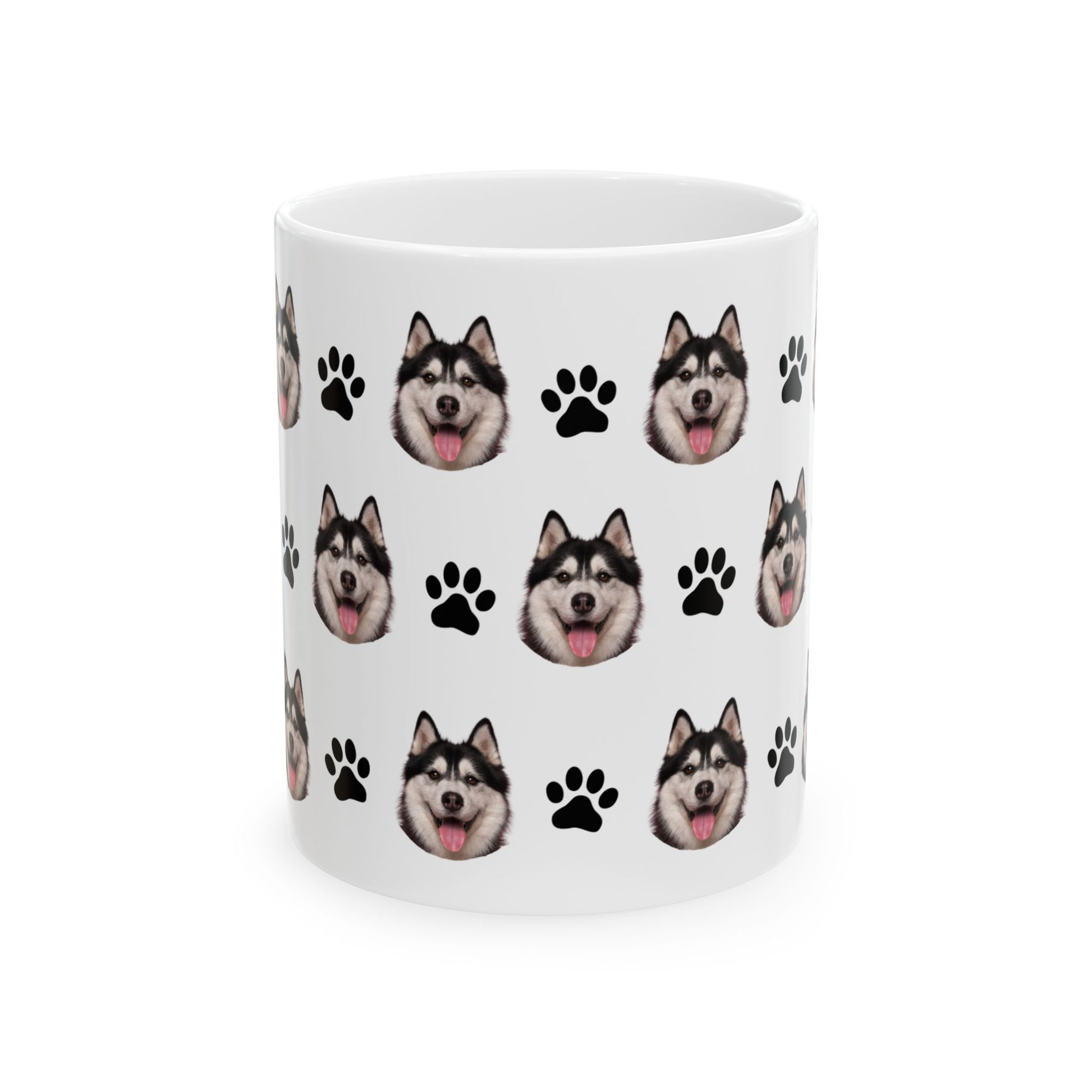 Custom dog breed Ceramic Mug - Cute Dog Face & Paw Print Design for Pet Lovers