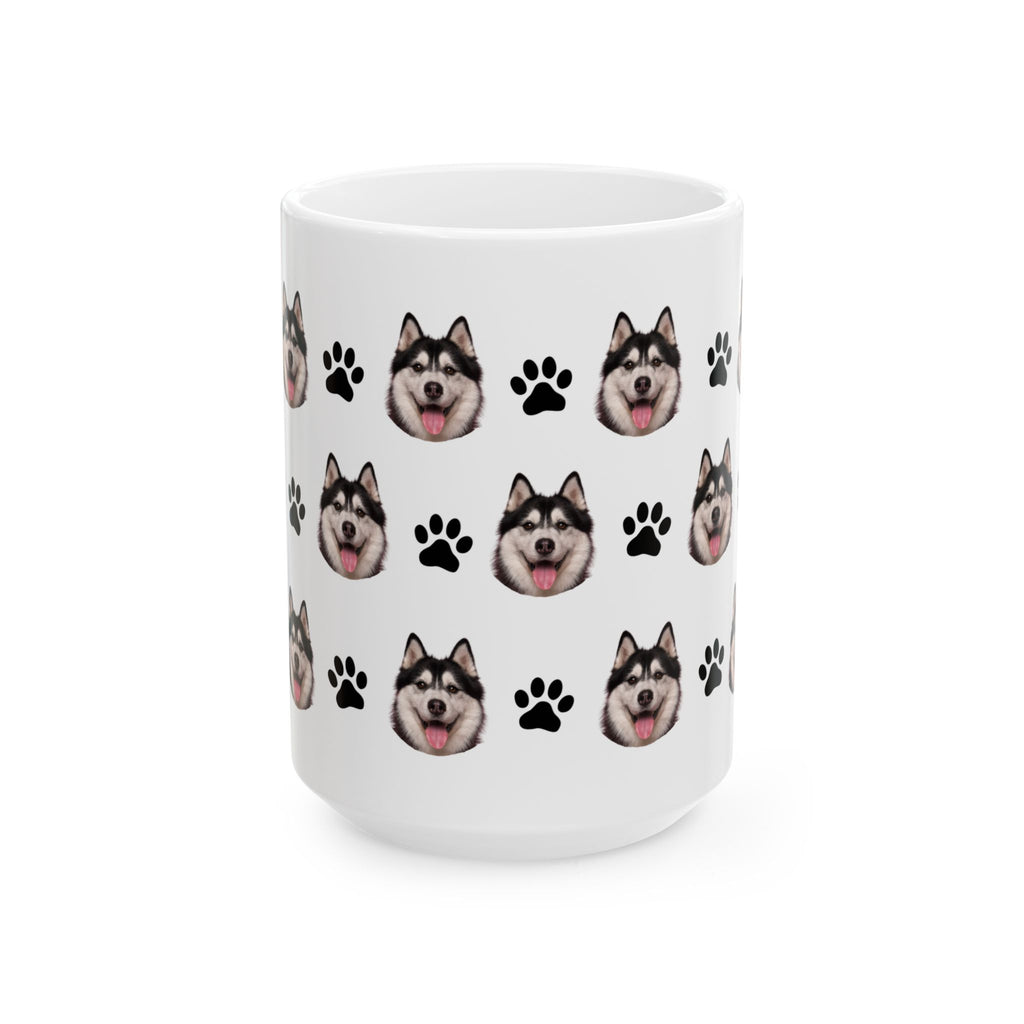 Custom dog breed Ceramic Mug - Cute Dog Face & Paw Print Design for Pet Lovers