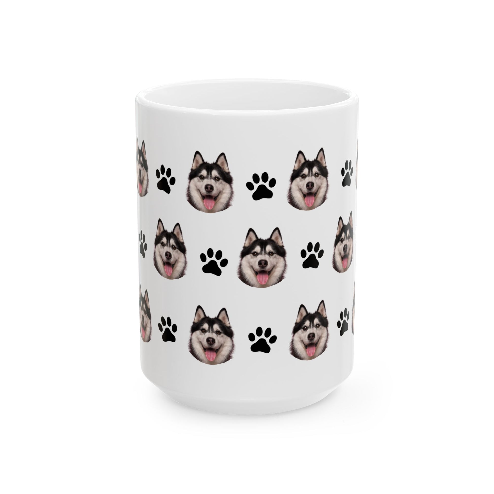 Custom dog breed Ceramic Mug - Cute Dog Face & Paw Print Design for Pet Lovers