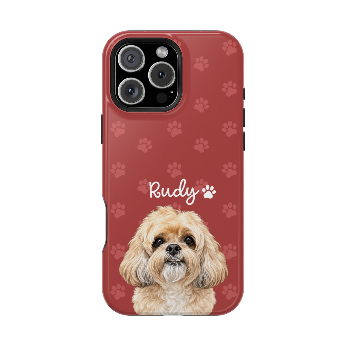 Personalized Dog Photo Phone Case — 'Rudy' Paw-Print Magnetic Impact-Resistant Case