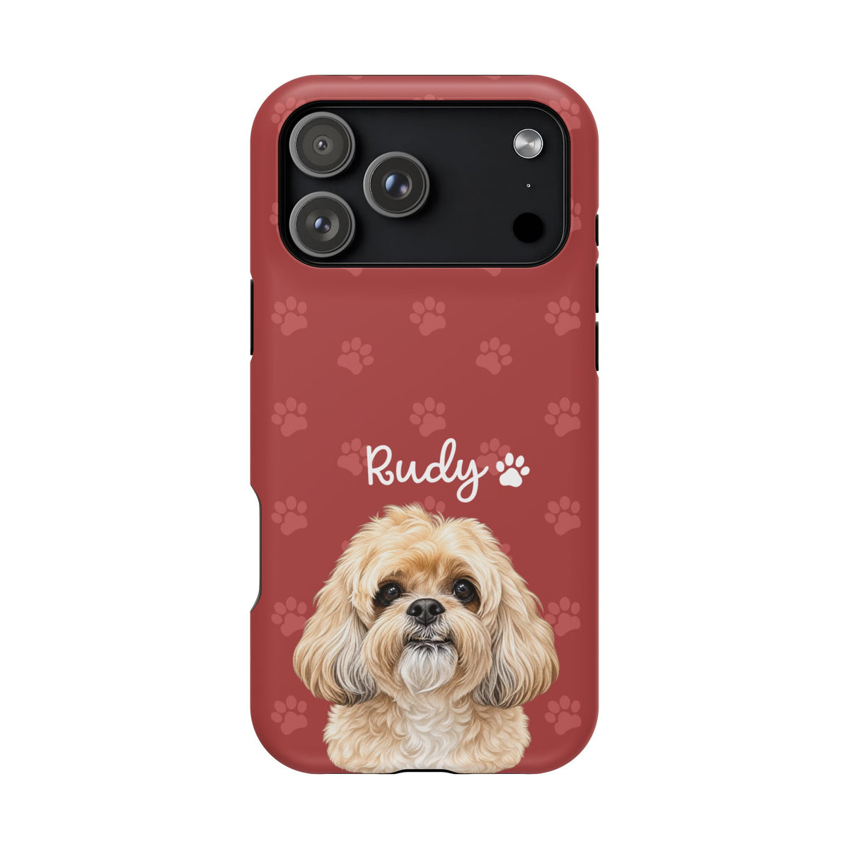 Personalized Dog Photo Phone Case — 'Rudy' Paw-Print Magnetic Impact-Resistant Case