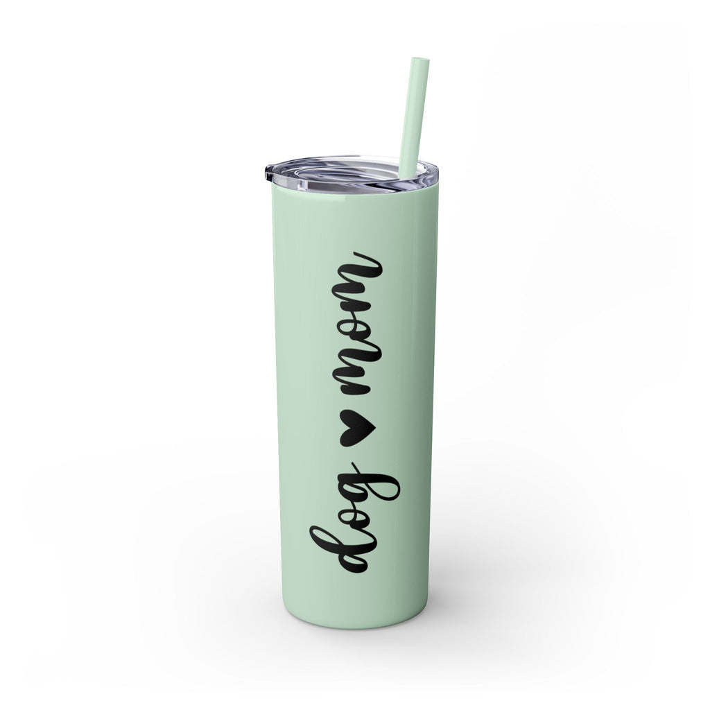 Dog Mom Skinny Tumbler with Straw, 20oz Water Bottle, Gift for Dog Lovers, Personalized Drinkware, Cute Dog Owner Gift, Travel Mug