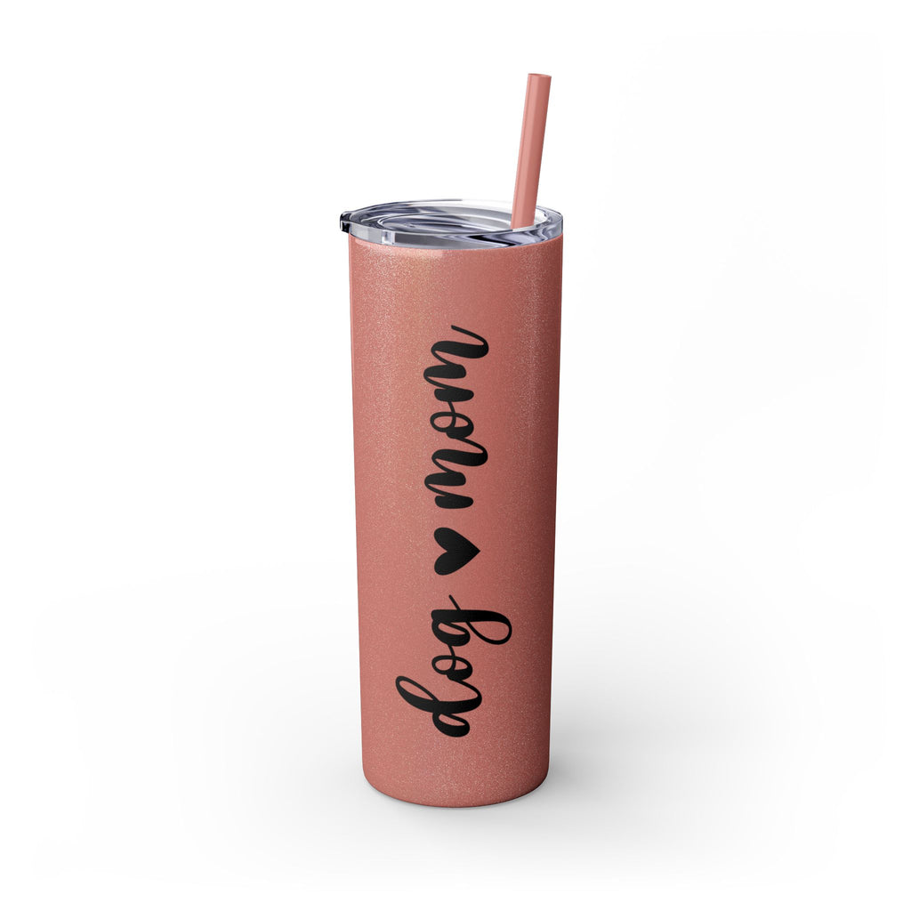 Dog Mom Skinny Tumbler with Straw, 20oz Water Bottle, Gift for Dog Lovers, Personalized Drinkware, Cute Dog Owner Gift, Travel Mug