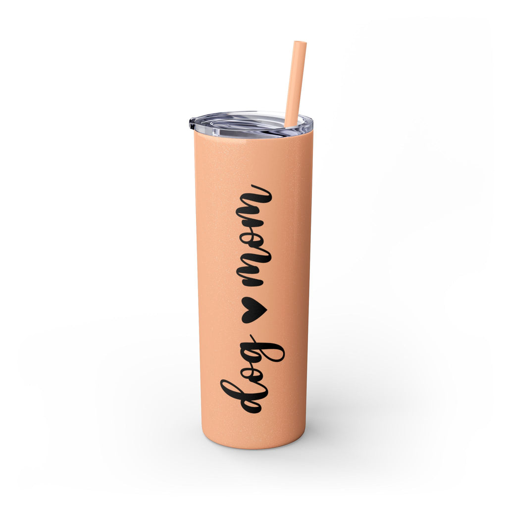 Dog Mom Skinny Tumbler with Straw, 20oz Water Bottle, Gift for Dog Lovers, Personalized Drinkware, Cute Dog Owner Gift, Travel Mug