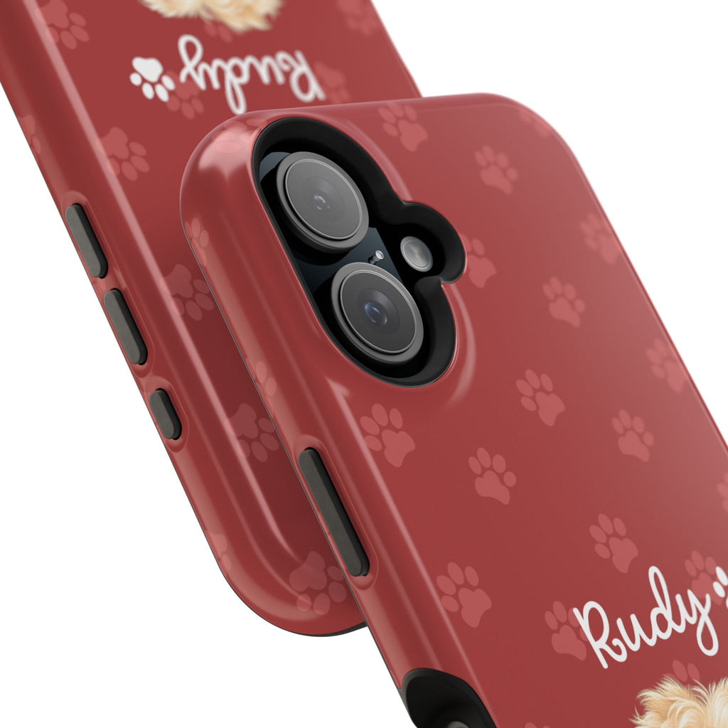 Personalized Dog Photo Phone Case — 'Rudy' Paw-Print Magnetic Impact-Resistant Case