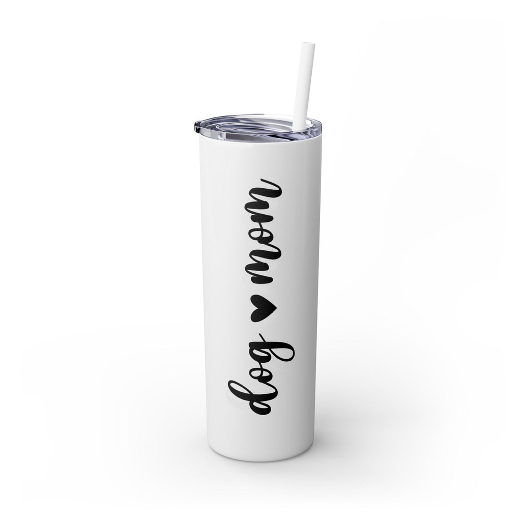 Dog Mom Skinny Tumbler with Straw, 20oz Water Bottle, Gift for Dog Lovers, Personalized Drinkware, Cute Dog Owner Gift, Travel Mug