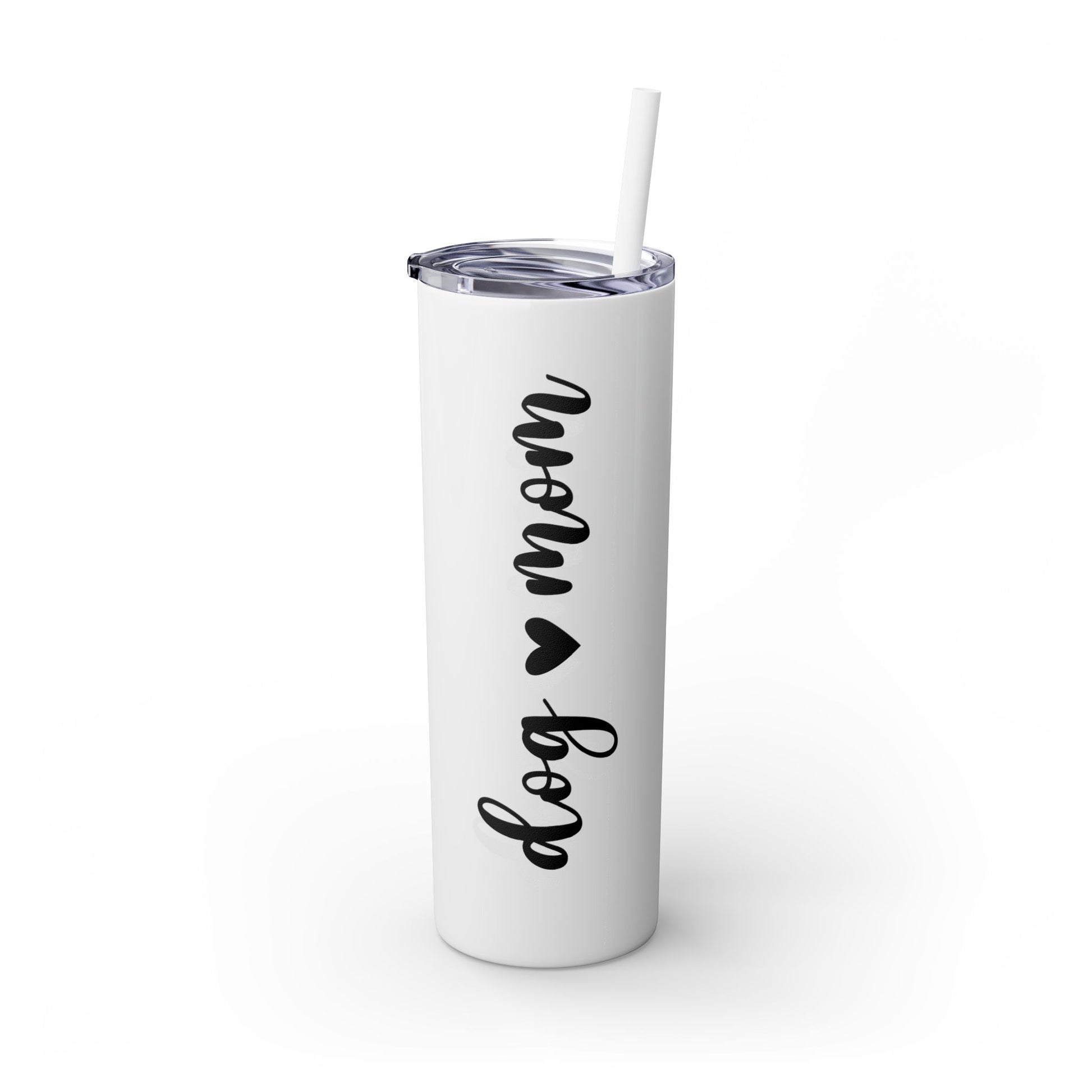 Dog Mom Skinny Tumbler with Straw, 20oz Water Bottle, Gift for Dog Lovers, Personalized Drinkware, Cute Dog Owner Gift, Travel Mug