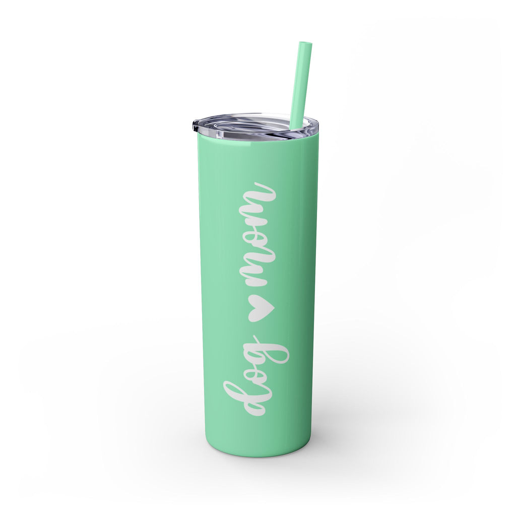 Dog Mom Skinny Tumbler with Straw, 20oz Water Bottle, Gift for Dog Lovers, Personalized Drinkware, Cute Dog Owner Gift, Travel Mug