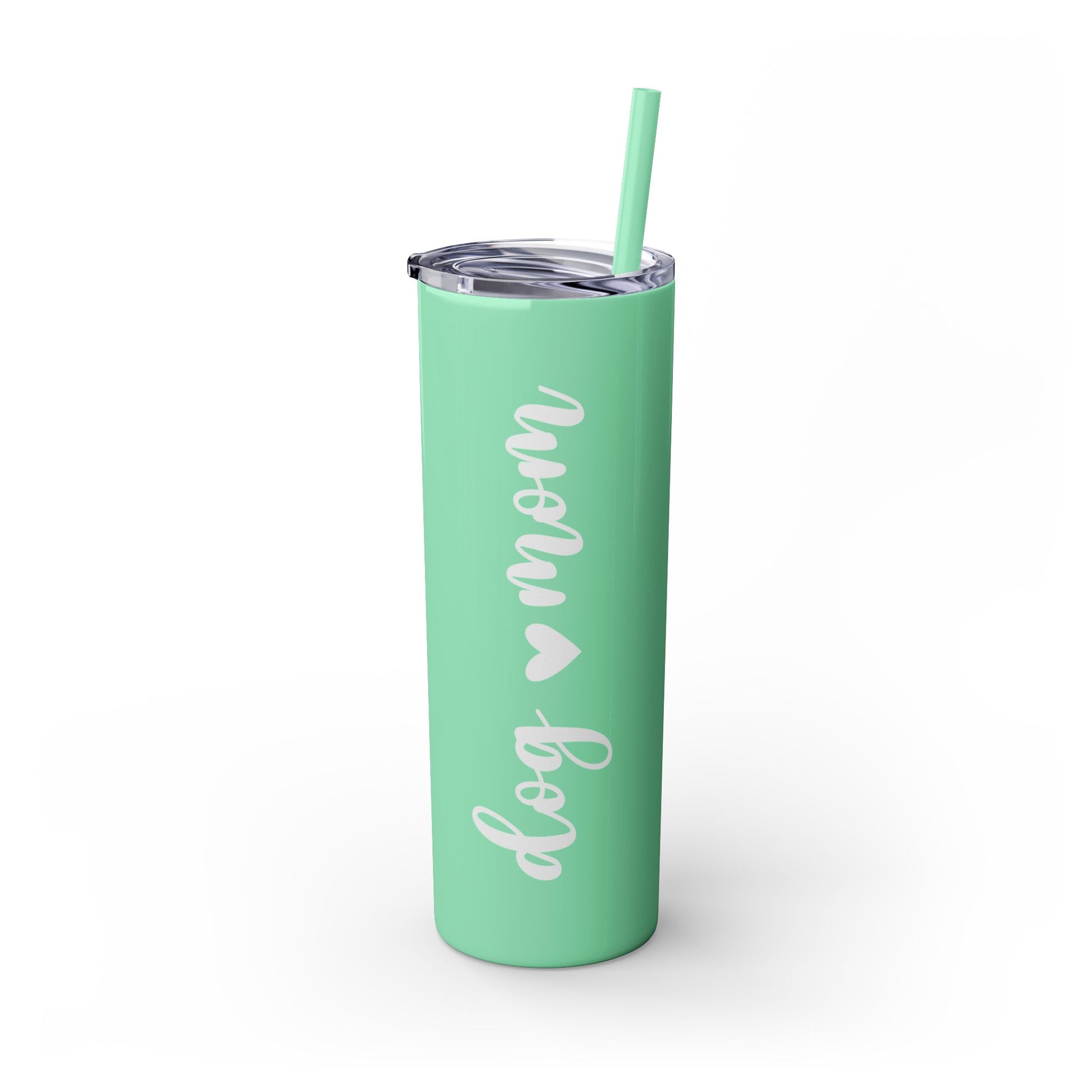 Dog Mom Skinny Tumbler with Straw, 20oz Water Bottle, Gift for Dog Lovers, Personalized Drinkware, Cute Dog Owner Gift, Travel Mug