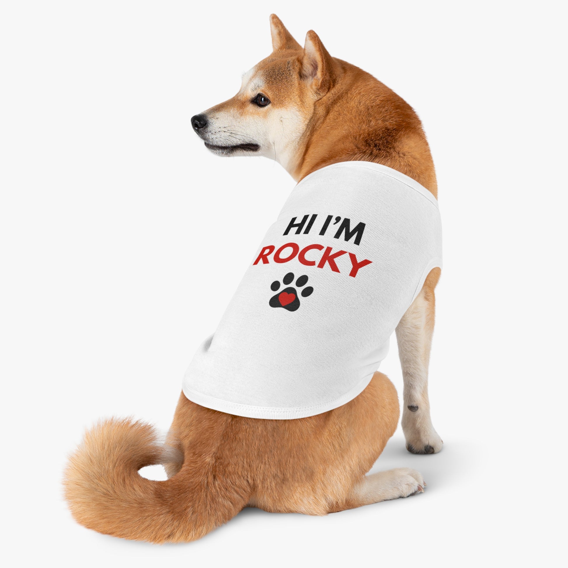 Personalized Pet Tank Top - "Hi I'm Rocky" for Dogs - Cute & Comfy Dog Apparel