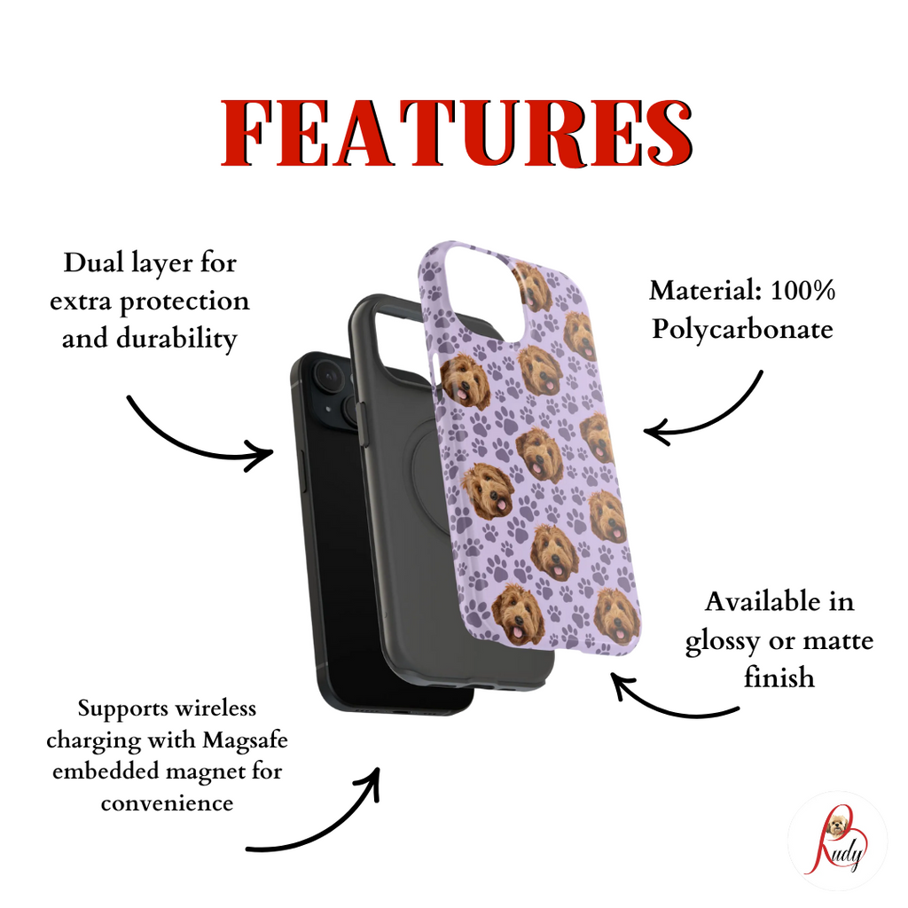 Durable Dog Lover Phone Case - Cute Pup & Paw Print Design