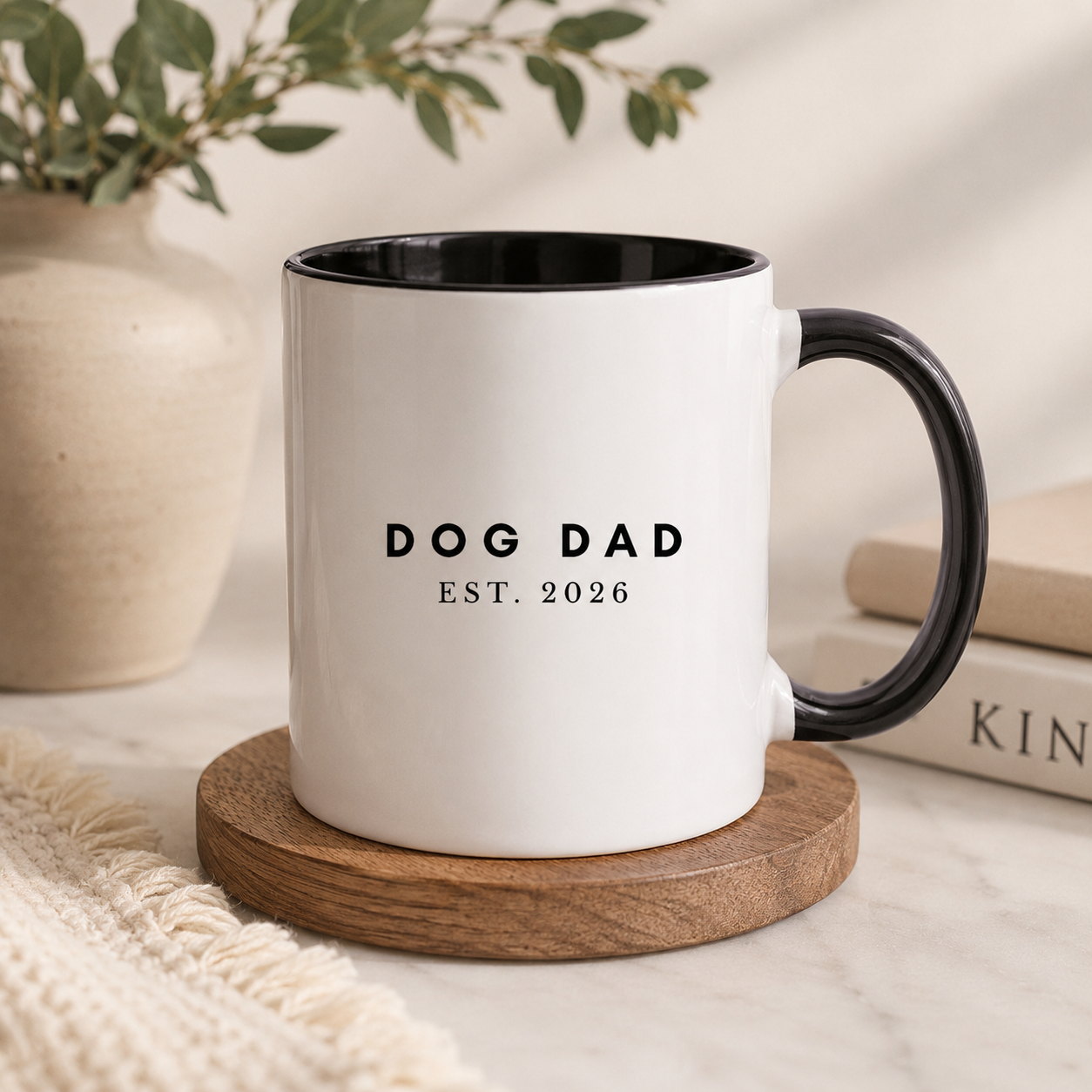 Personalized Dog Name Coffee Mug — Minimal Puppy Outline "Duke" Accent Mug