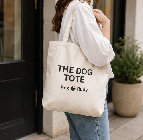 Custom Dog Tote Canvas Bag — "The Dog Tote" Personalized Paw Print Tote