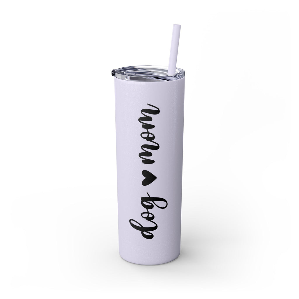 Dog Mom Skinny Tumbler with Straw, 20oz Water Bottle, Gift for Dog Lovers, Personalized Drinkware, Cute Dog Owner Gift, Travel Mug