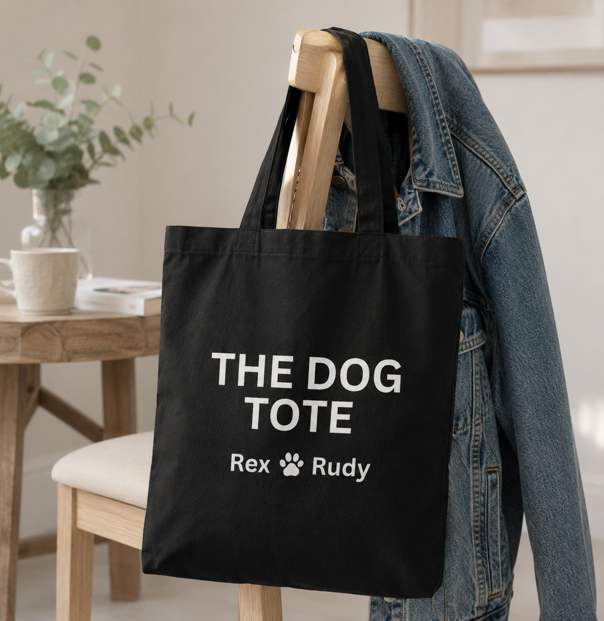 Custom Dog Tote Canvas Bag — "The Dog Tote" Personalized Paw Print Tote