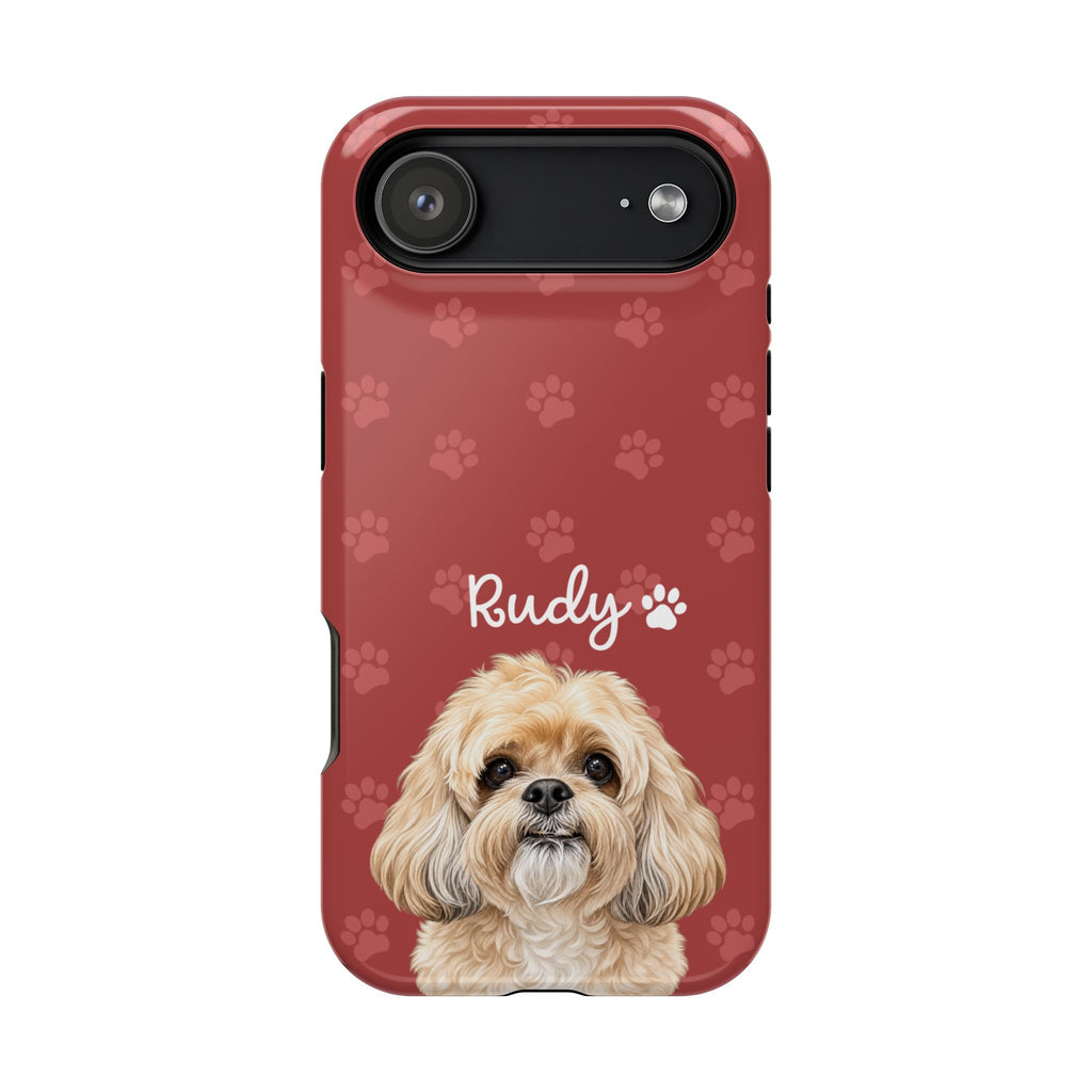 Personalized Dog Photo Phone Case — 'Rudy' Paw-Print Magnetic Impact-Resistant Case