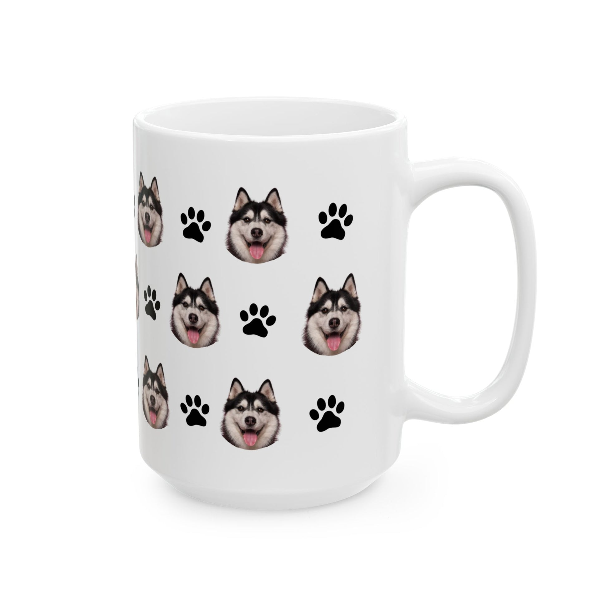 Custom dog breed Ceramic Mug - Cute Dog Face & Paw Print Design for Pet Lovers
