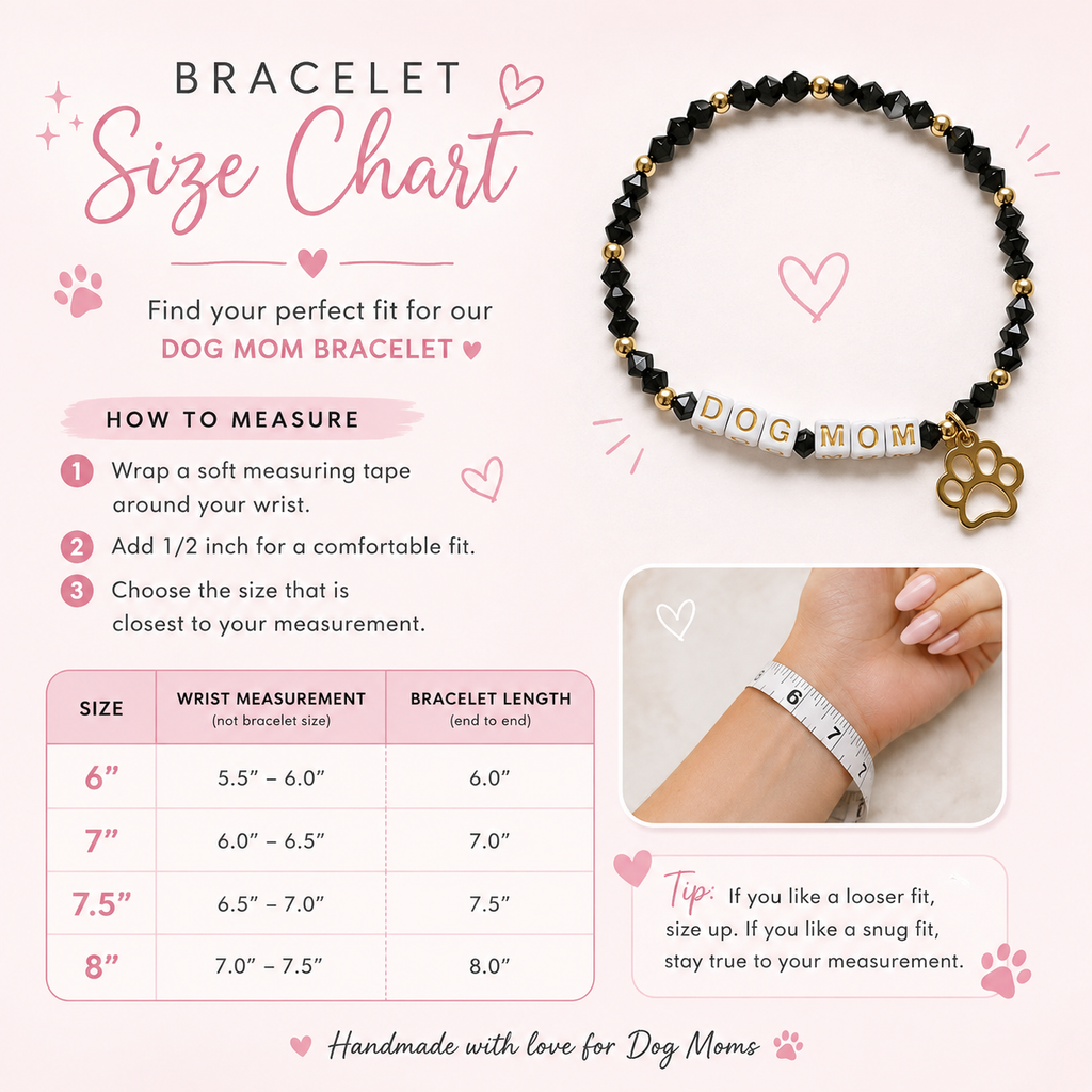 Black and Gold Dog Mom Beaded Bracelet