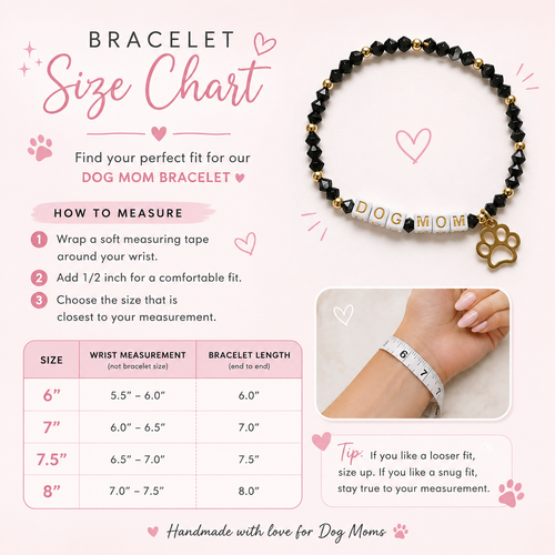Black and Gold Dog Mom Beaded Bracelet