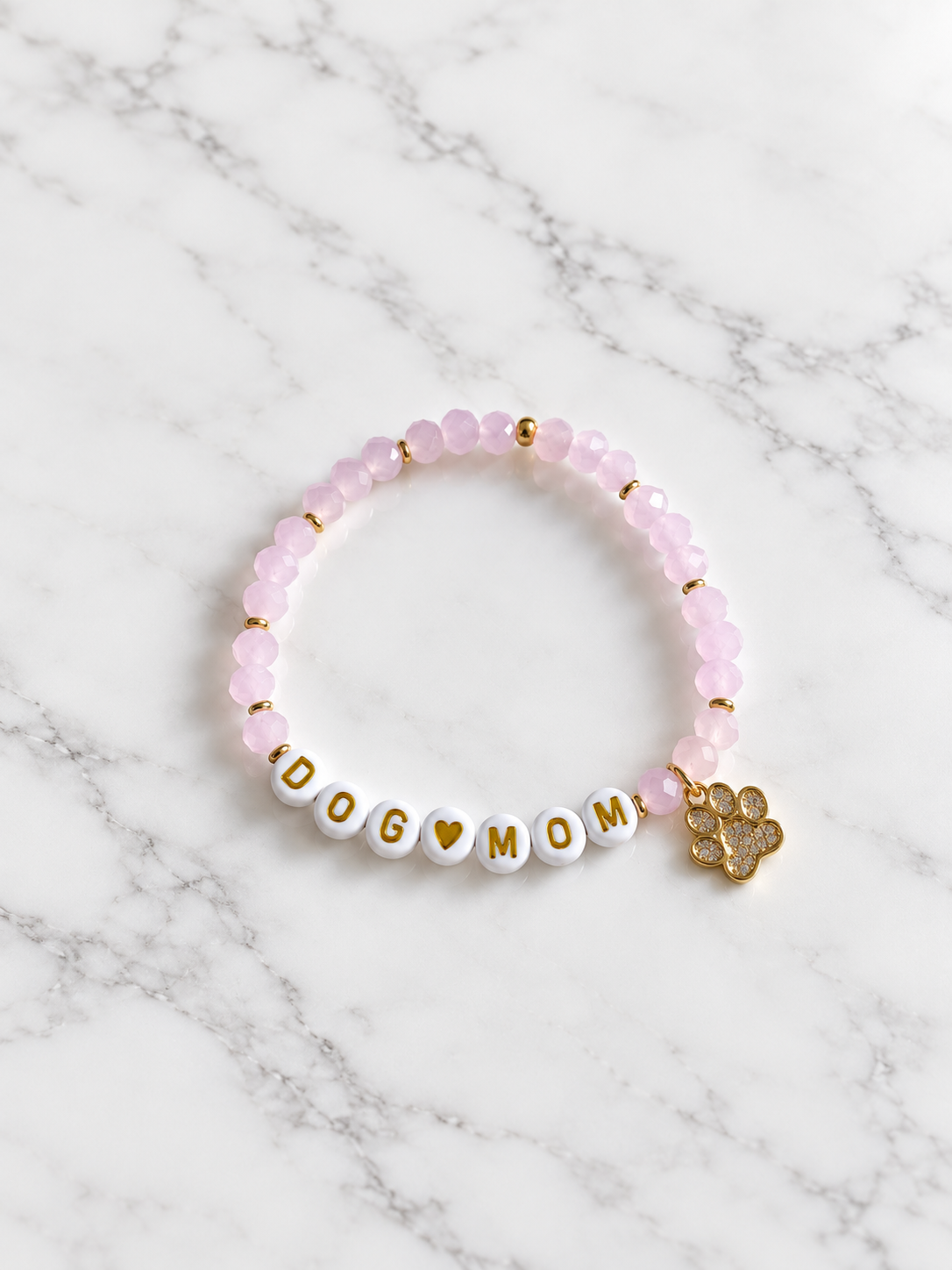 Personalized dog mom beaded bracelet