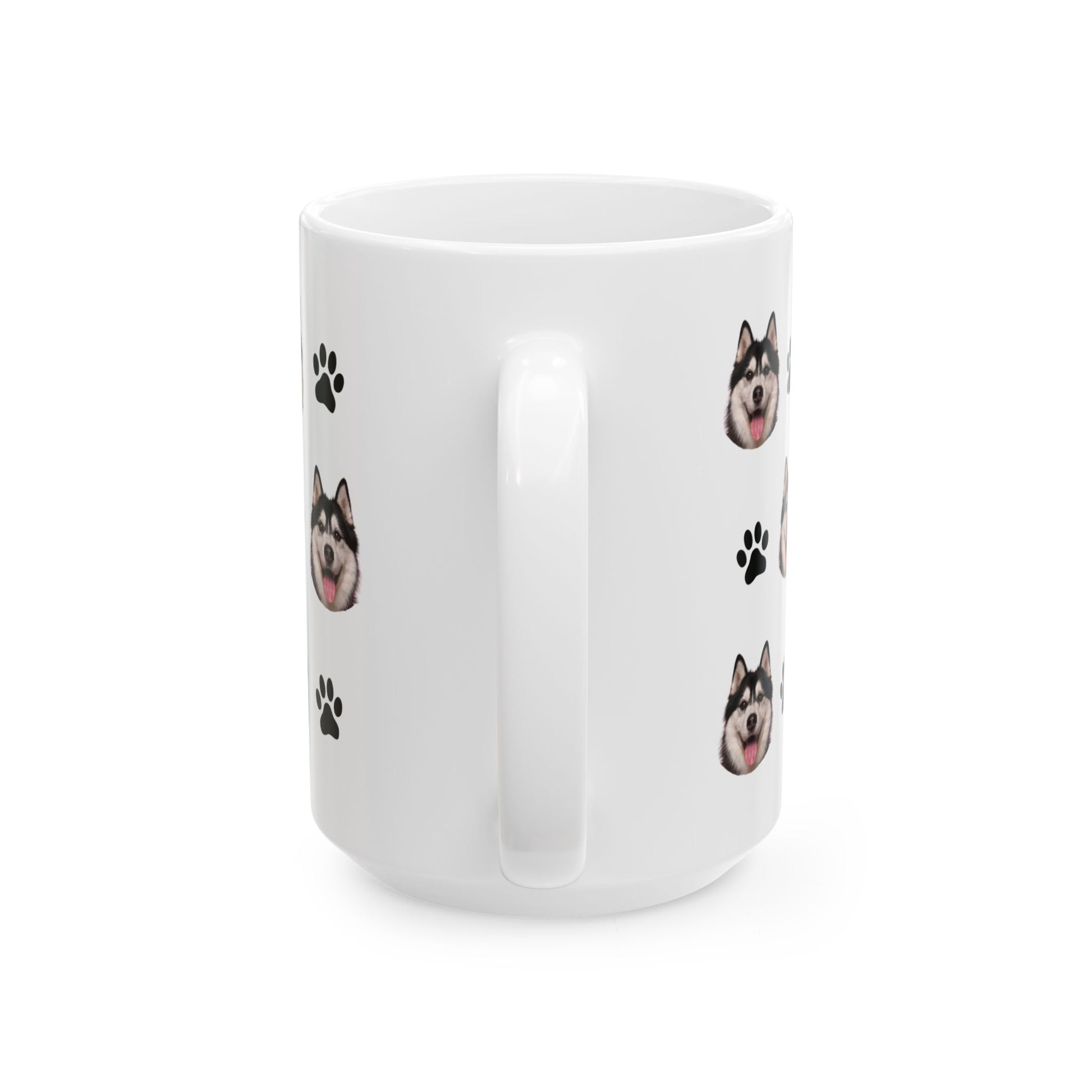 Custom dog breed Ceramic Mug - Cute Dog Face & Paw Print Design for Pet Lovers